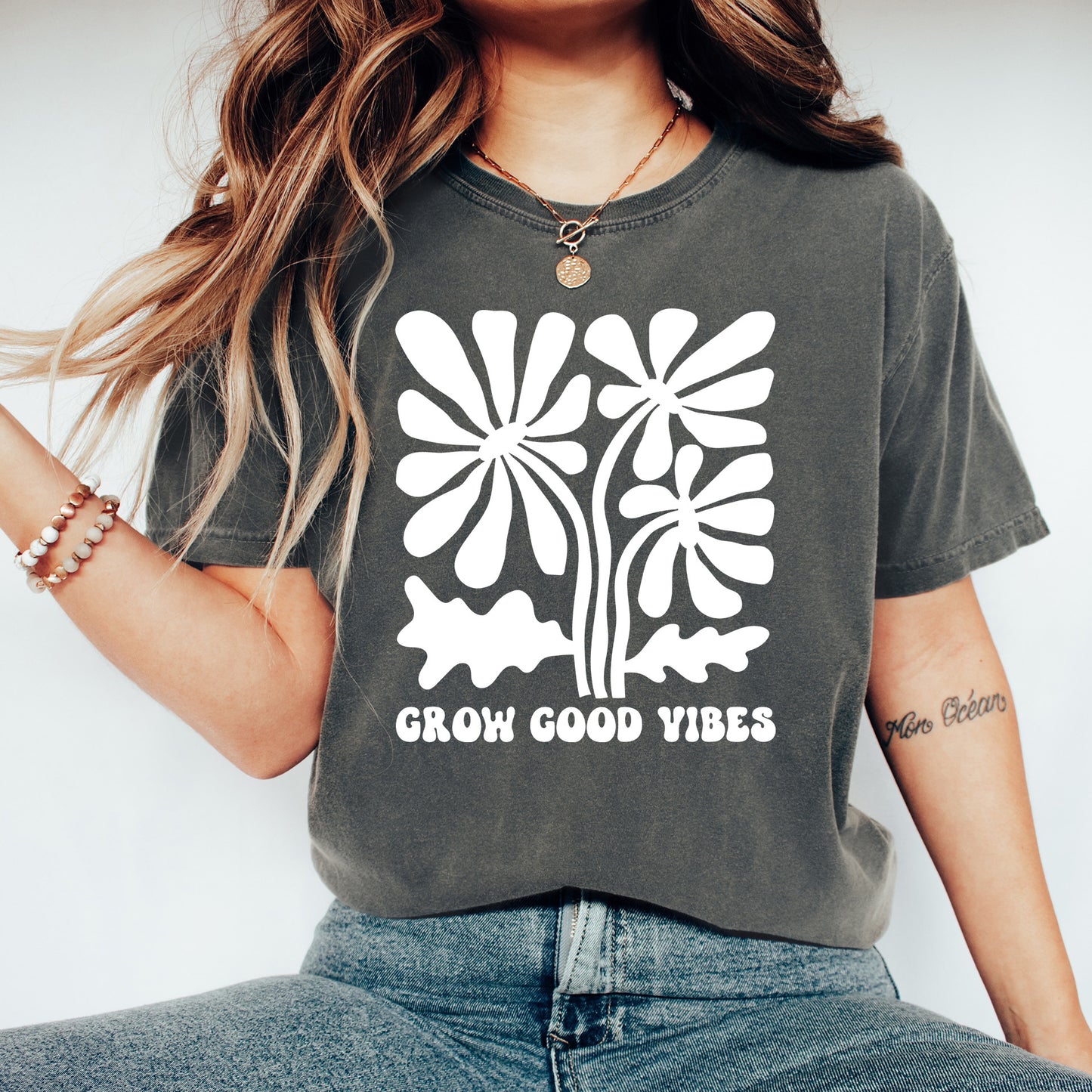 Grow Good Vibes Shirt | Comfort Colors Vintage Style Positive Vibes Shirt