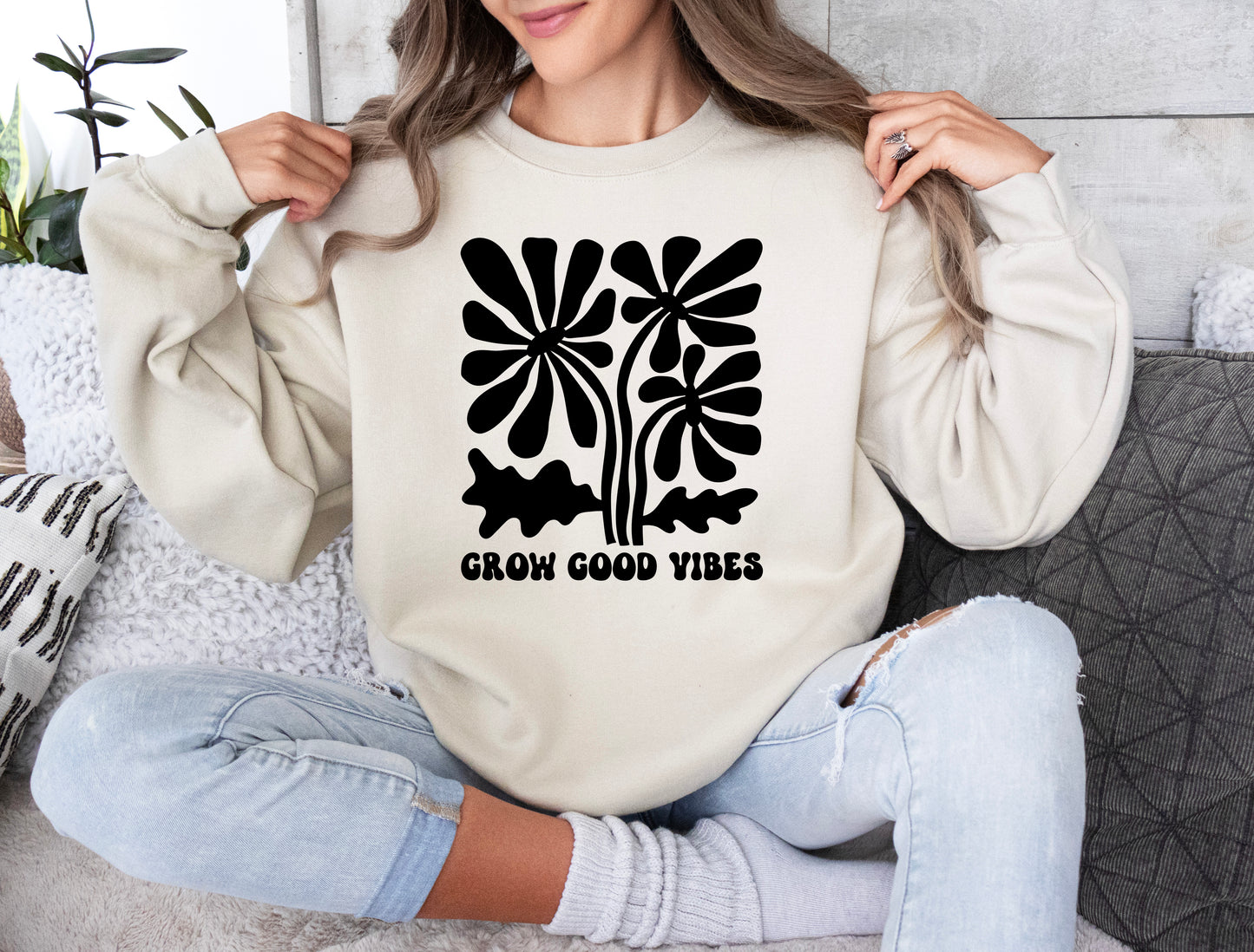 Grow Good Vibes Sweatshirt | Positive Vibes Sweatshirt