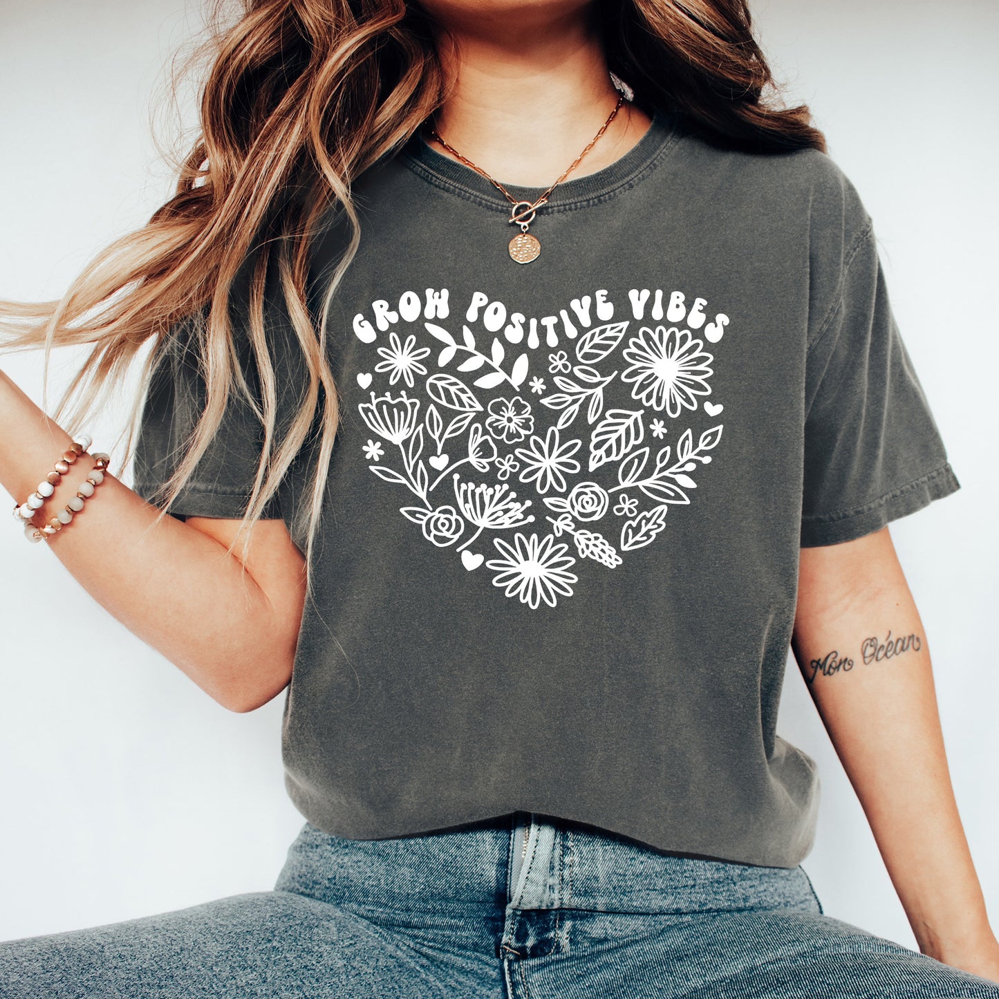 Grow Positive Vibes Shirt | Comfort Colors Vintage Style Positive Vibes Shirt