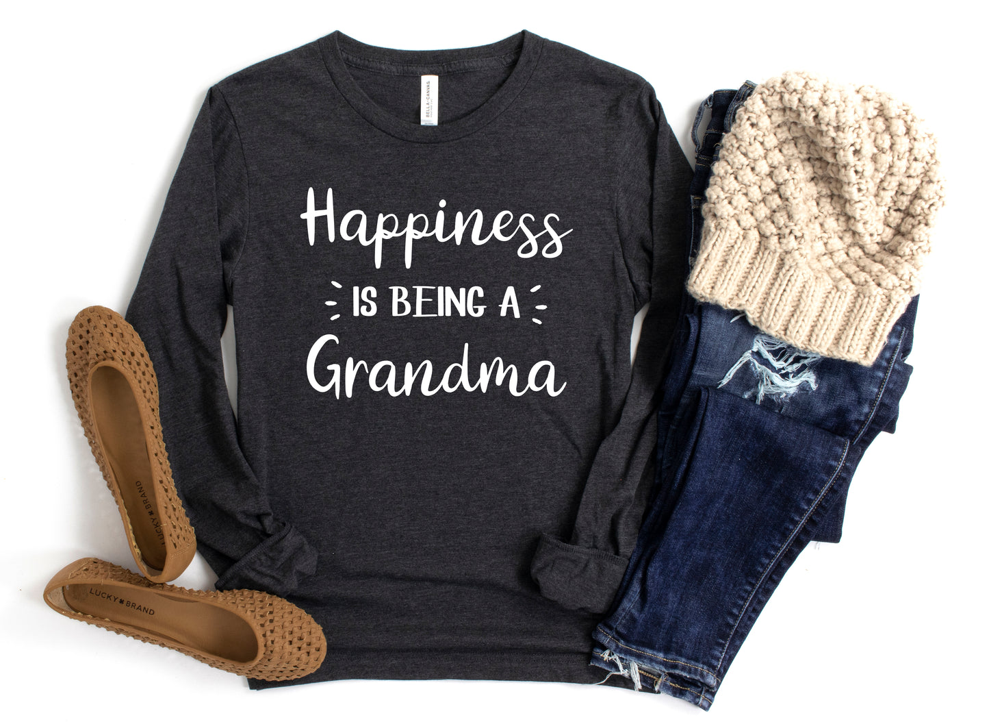 Happiness Is Being A Grandma Shirt Long Sleeve | Long Sleeve Grandma Shirt