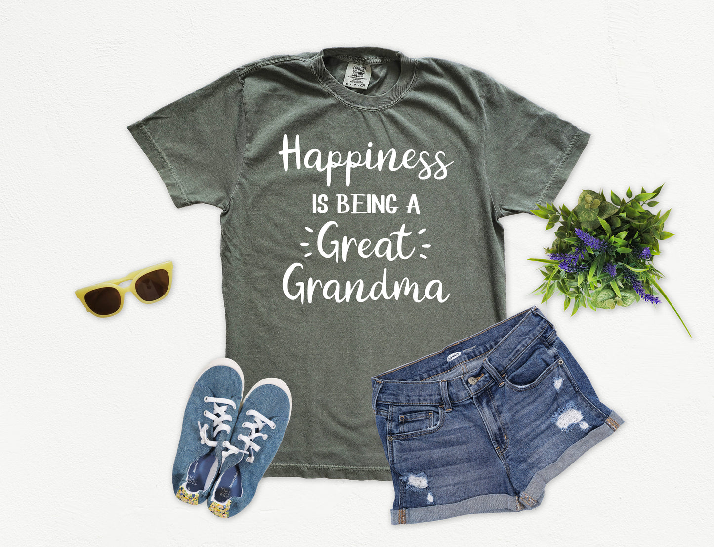 Happiness Is Being A Great Grandma Shirt | Comfort Colors Vintage Style Grandma Shirt