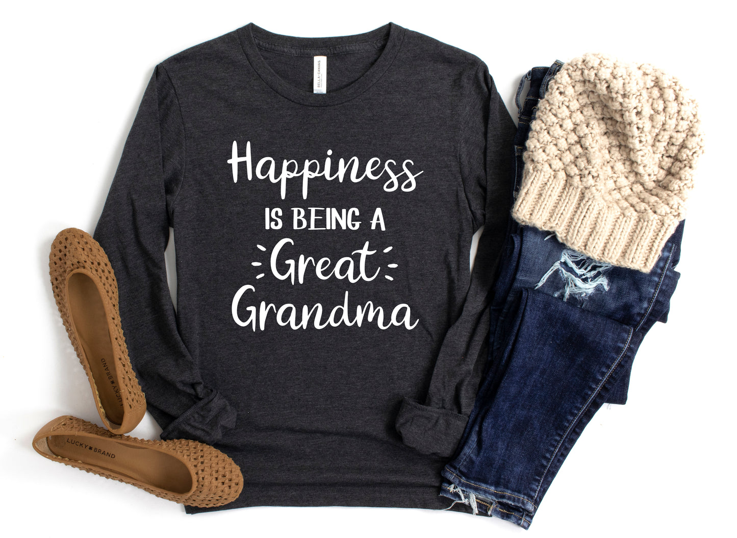 Happiness Is Being A Great Grandma Shirt Long Sleeve | Long Sleeve Grandma Shirt