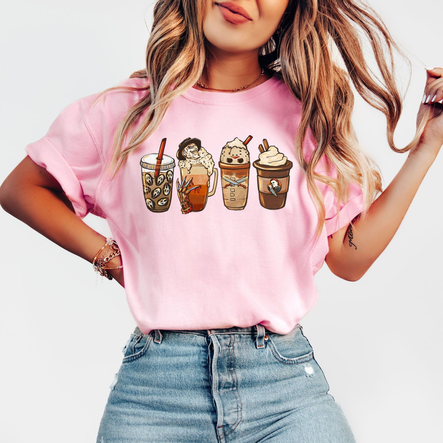 Horror Coffee Lover Vintage Style Halloween Shirt