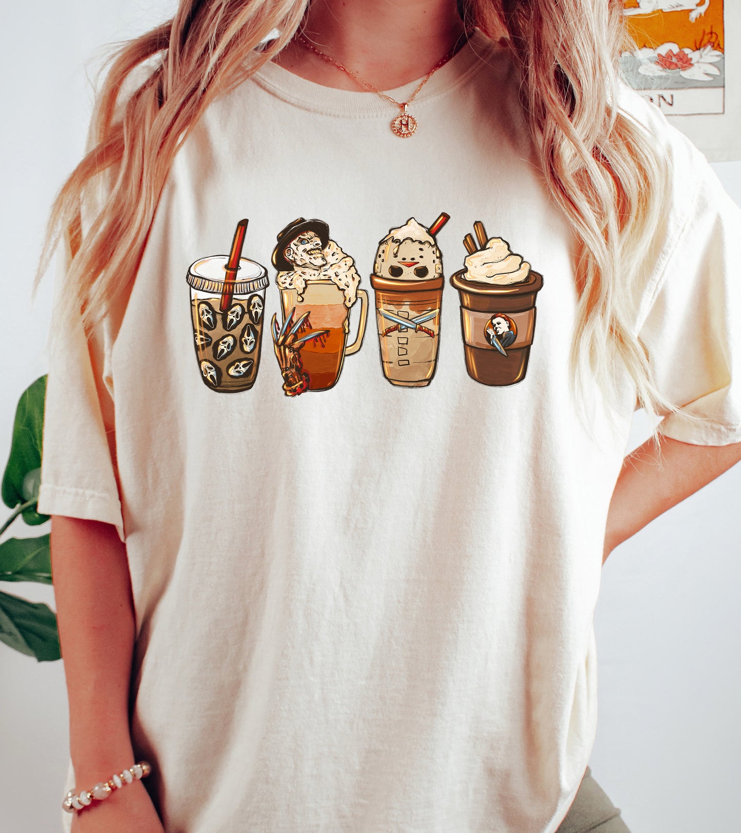 Horror Coffee Lover Vintage Style Halloween Shirt