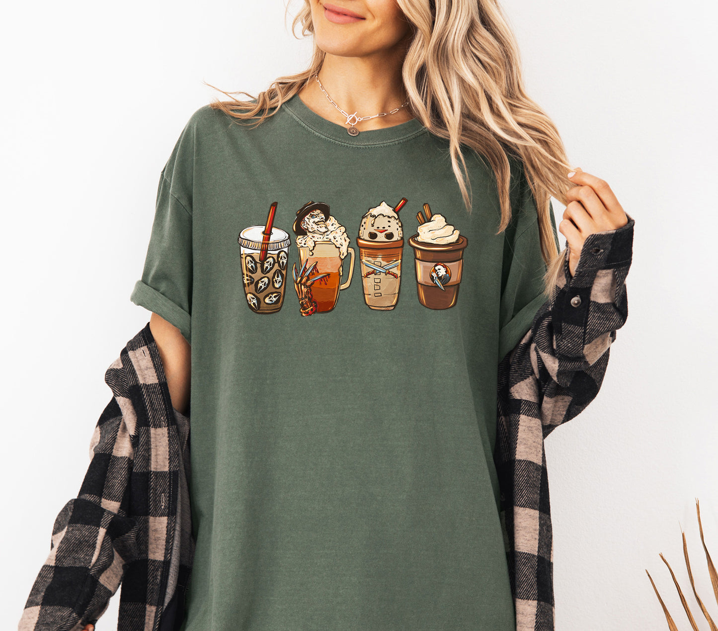 Horror Coffee Lover Vintage Style Halloween Shirt