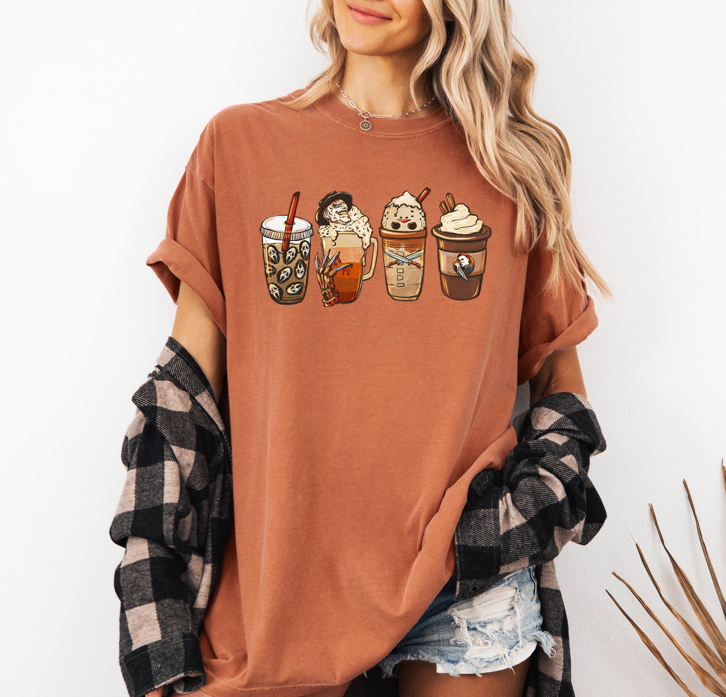 Horror Coffee Lover Vintage Style Halloween Shirt