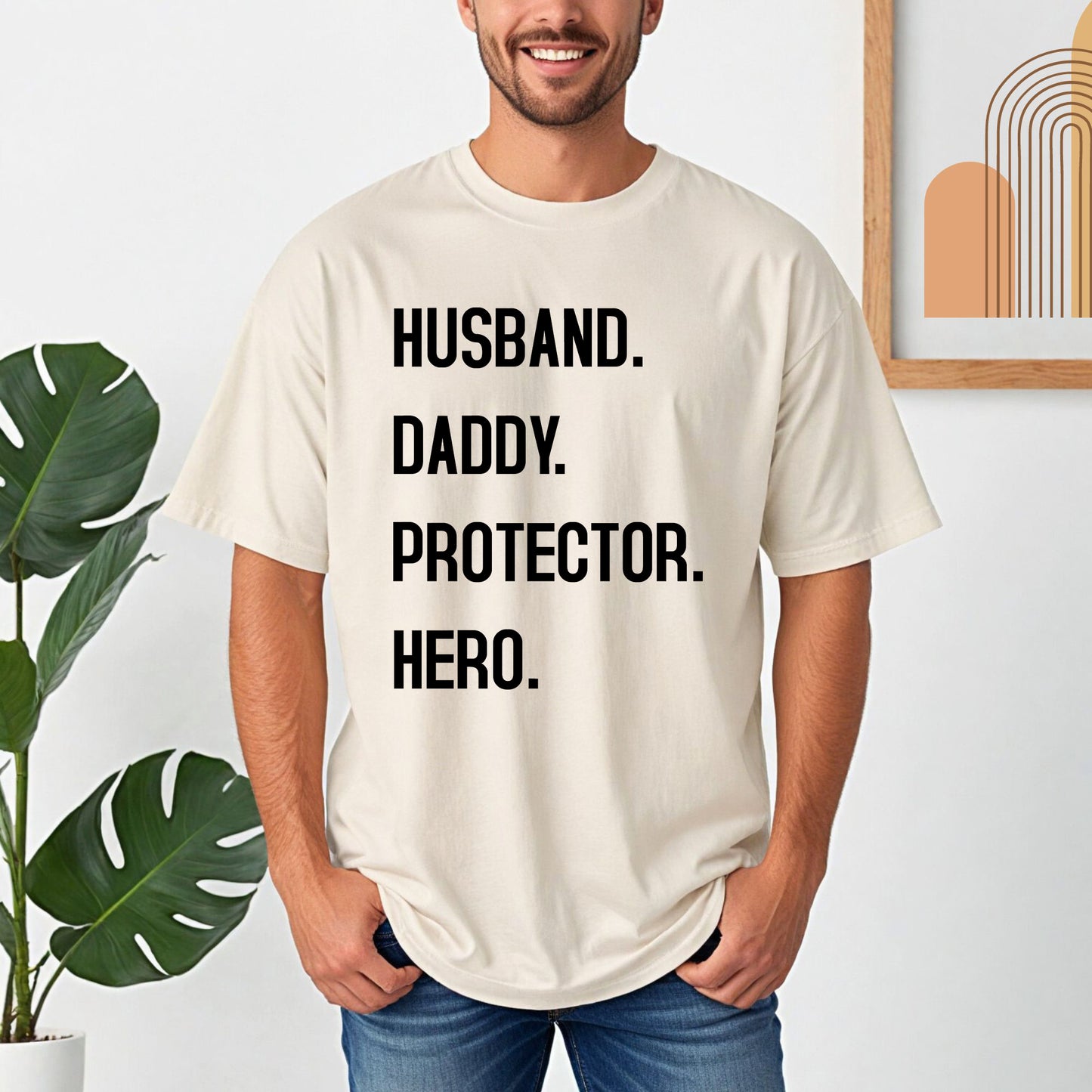 Husband Daddy Protector Hero Shirt | Comfort Colors Vintage Style Dad Shirt