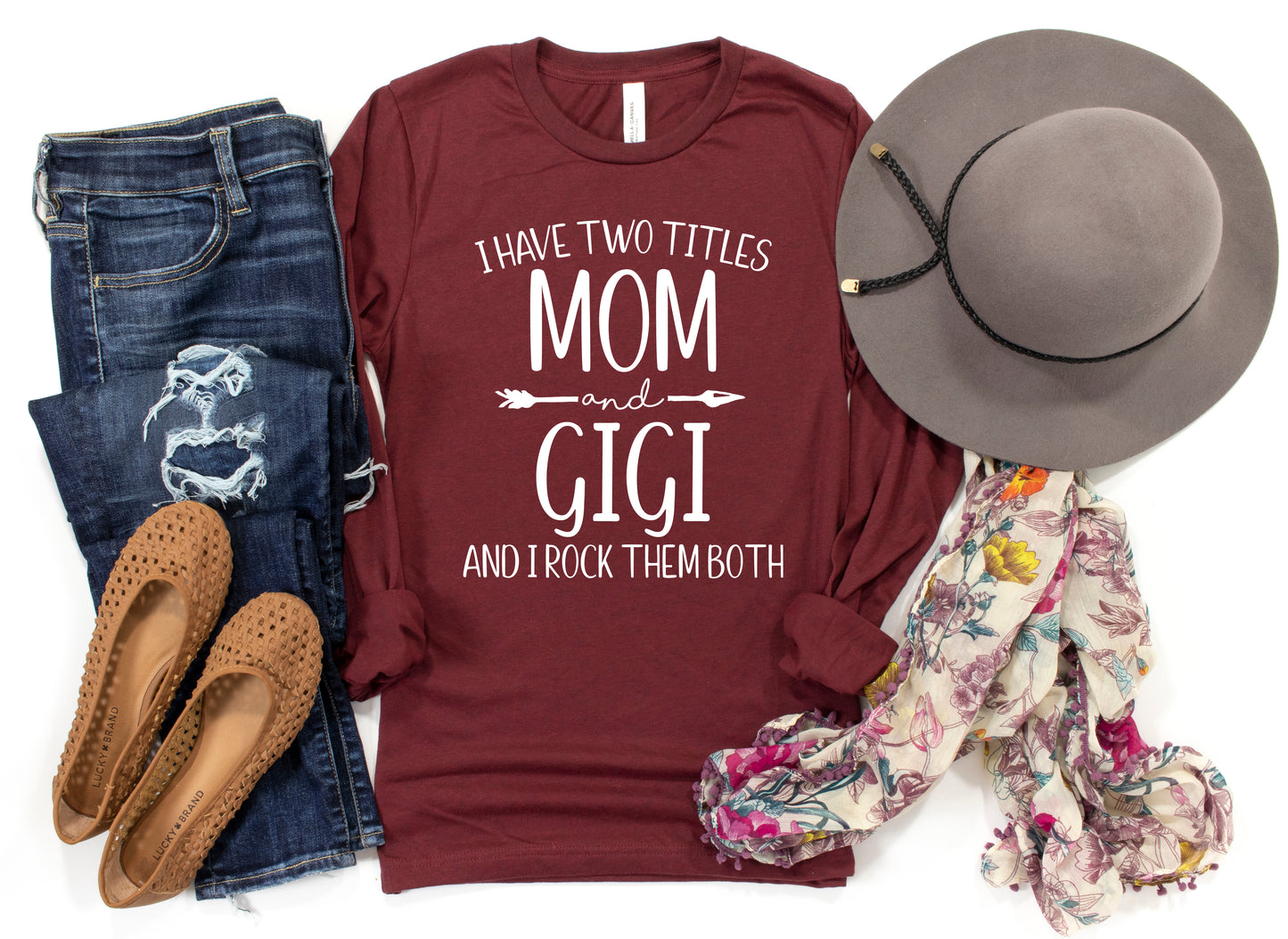 I Have Two Titles Mom and Gigi Shirt Long Sleeve | Long Sleeve Gigi Shirt