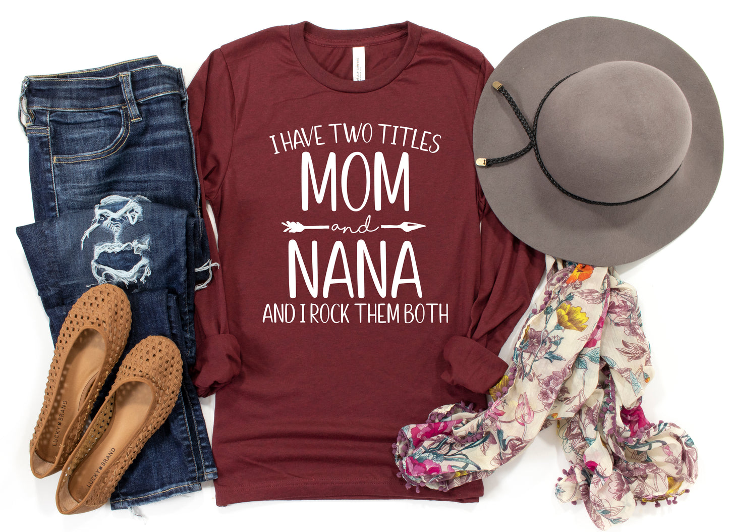 I Have Two Titles Mom and Nana Shirt Long Sleeve | Long Sleeve Nana Shirt