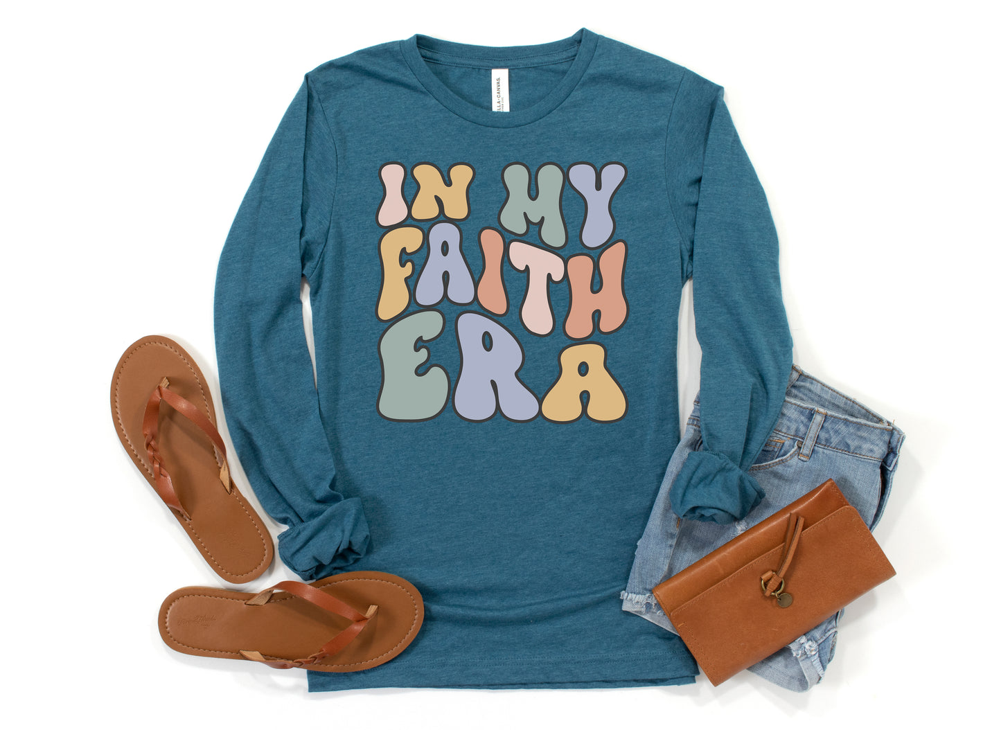 Retro In My Faith Era Shirt Long Sleeve | Long Sleeve Christian Shirt