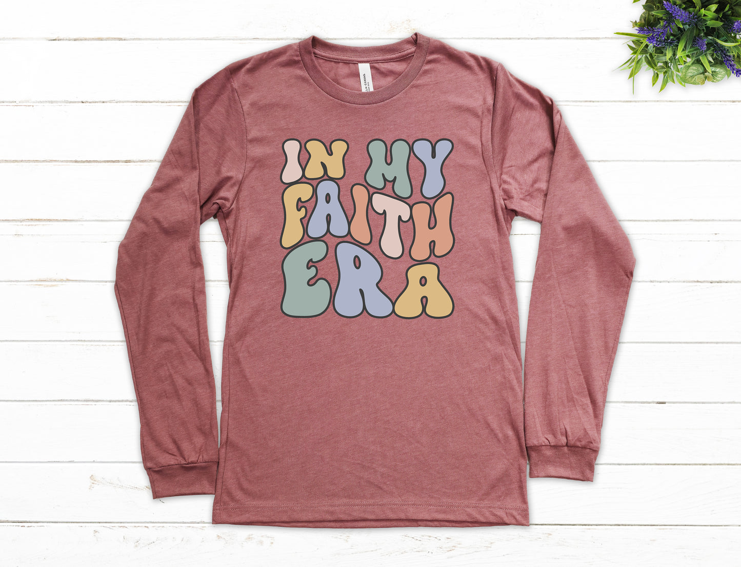 Retro In My Faith Era Shirt Long Sleeve | Long Sleeve Christian Shirt