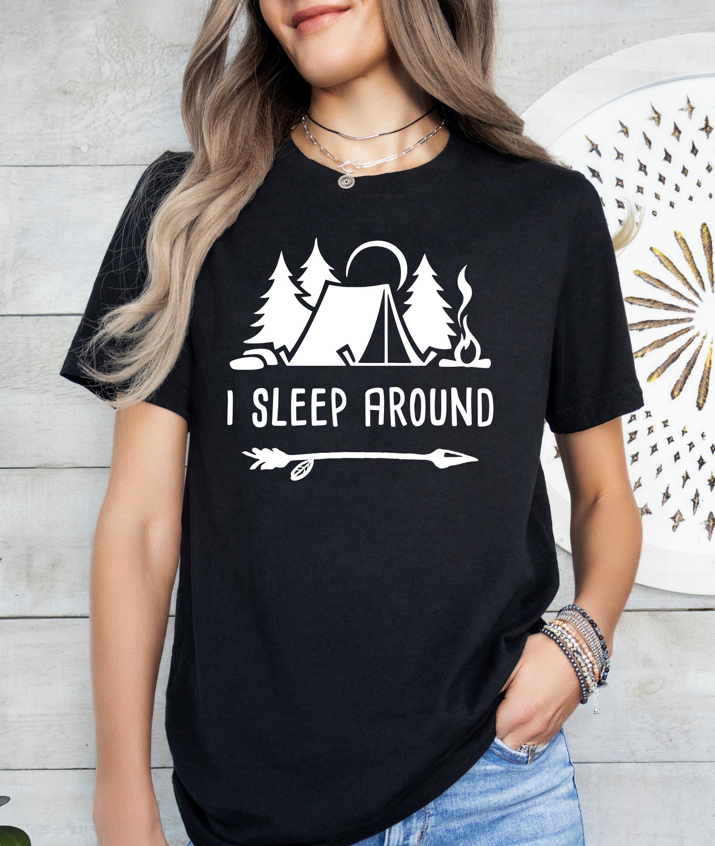I Sleep Around Shirt | Funny Camping Shirt