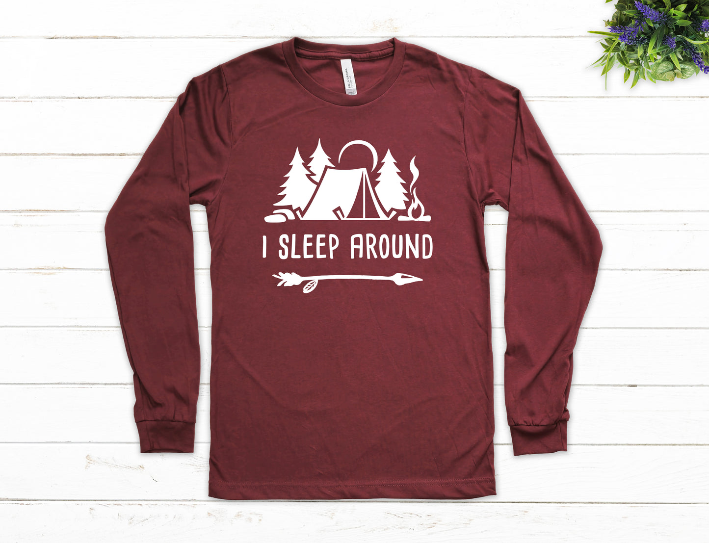 I Sleep Around Shirt Long Sleeve | Long Sleeve Camping Shirt