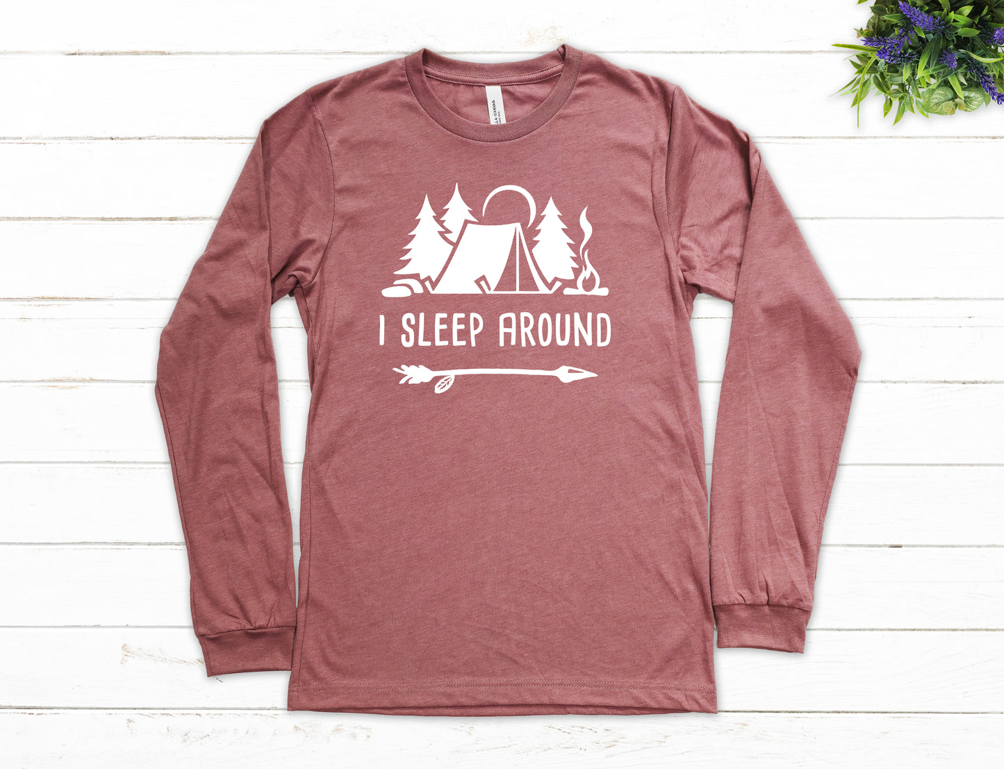 I Sleep Around Shirt Long Sleeve | Long Sleeve Camping Shirt