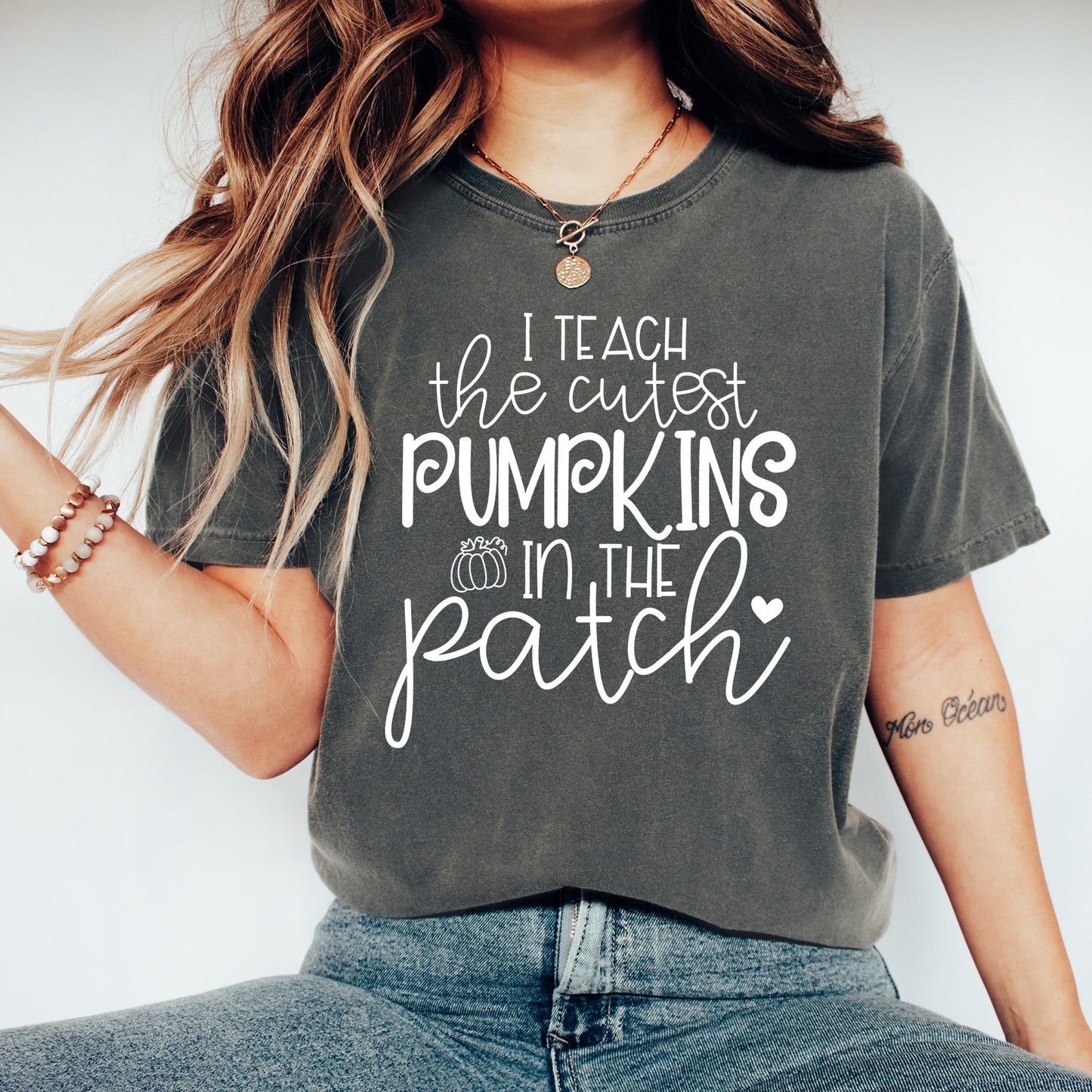 I Teach The Cutest Pumpkins in the Patch Shirt | Comfort Colors Vintage Style Fall Teacher Shirt