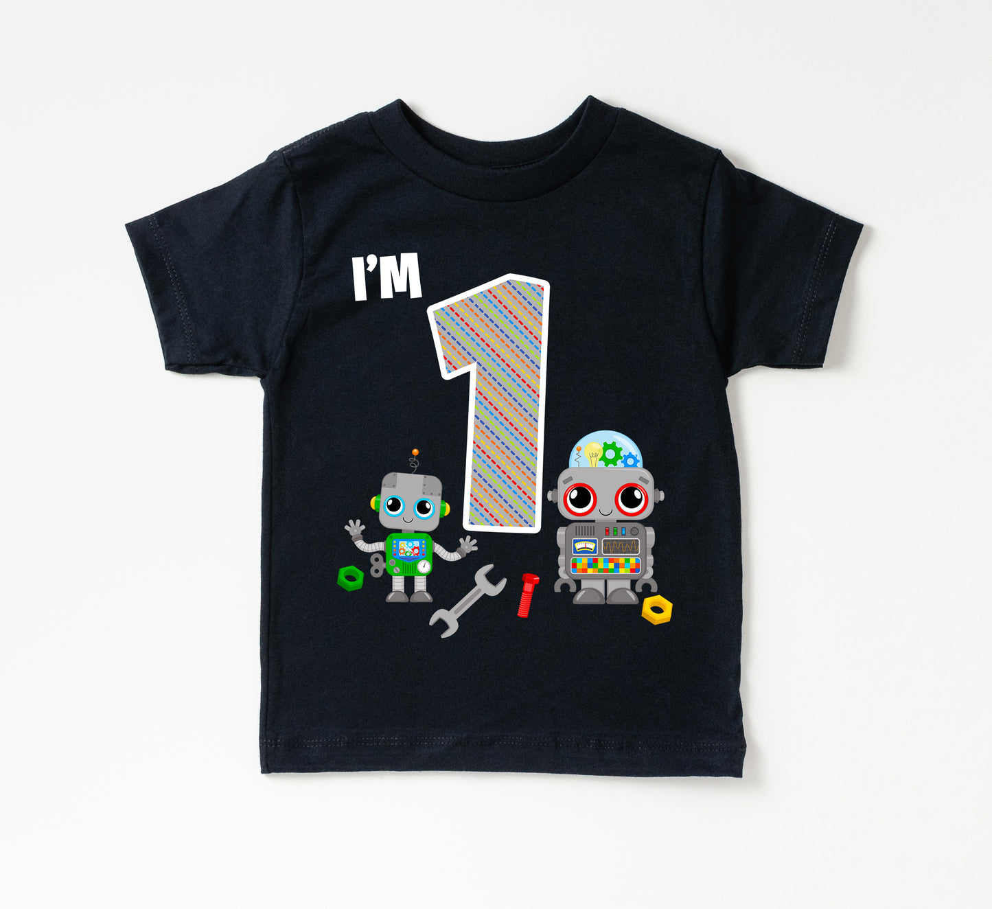 1st Birthday Toddler Robot Tee