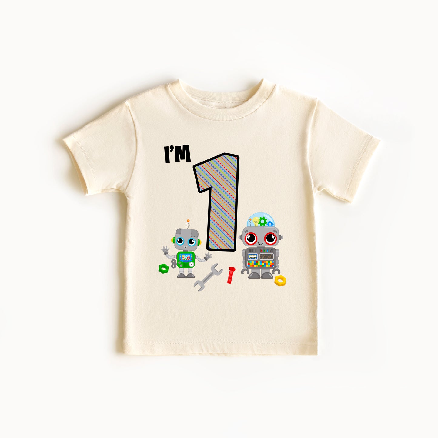 1st Birthday Toddler Robot Tee