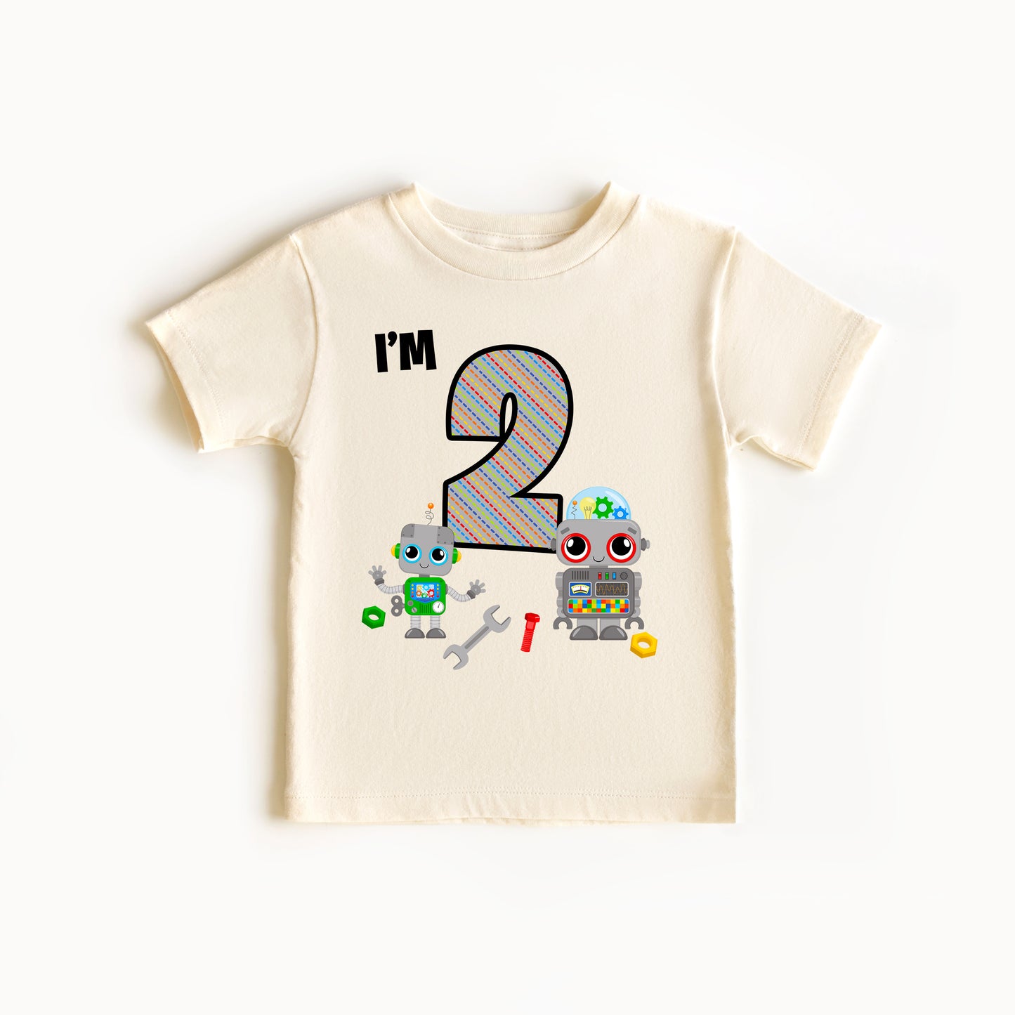 2nd Birthday Toddler Robot Tee