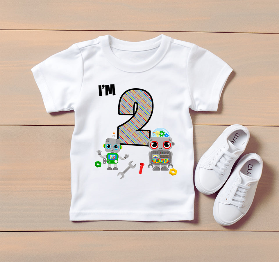 2nd Birthday Toddler Robot Tee