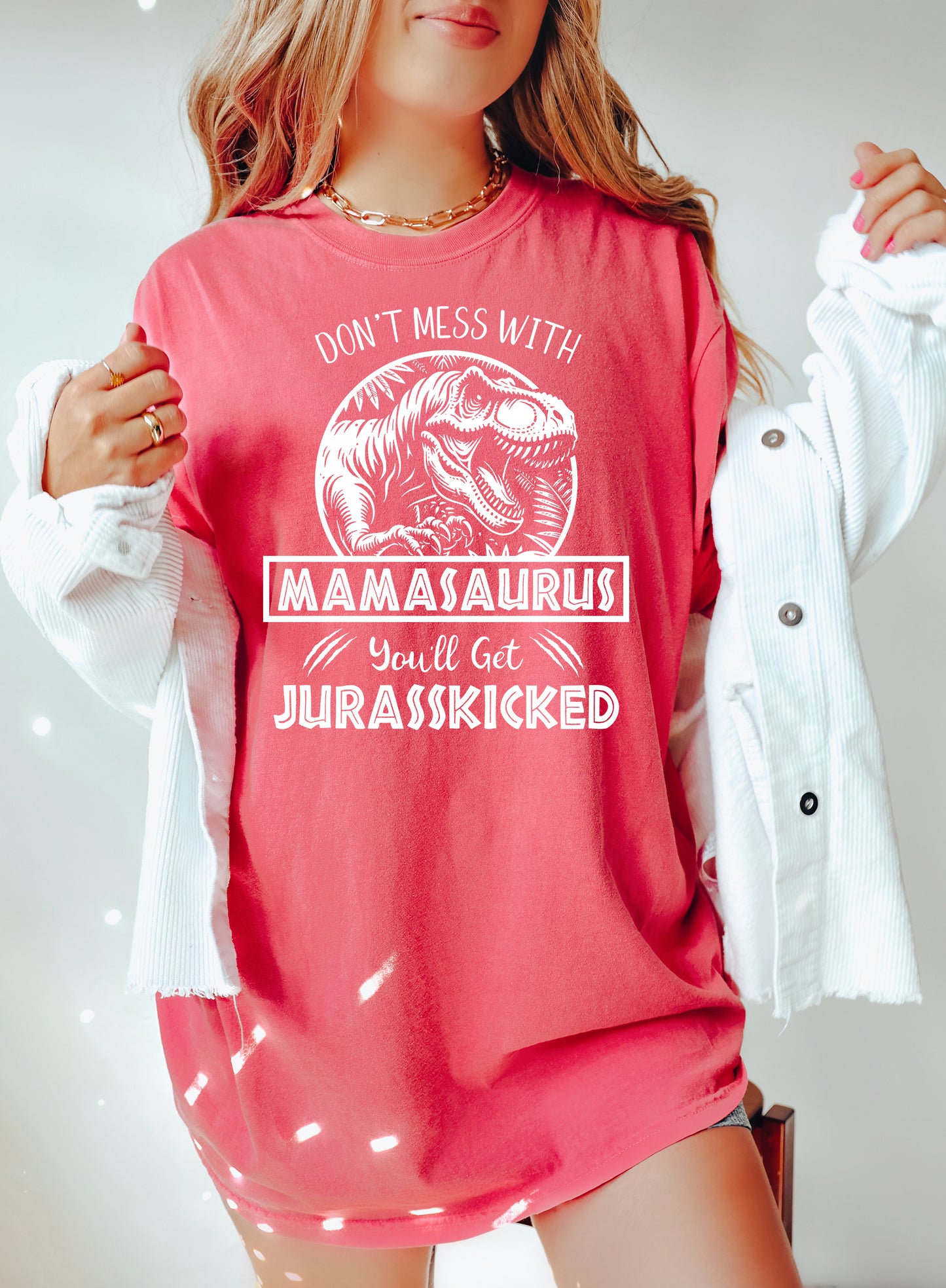 Jurassic Mamasaurus Shirt | Comfort Colors Vintage Style Mom Shirt
