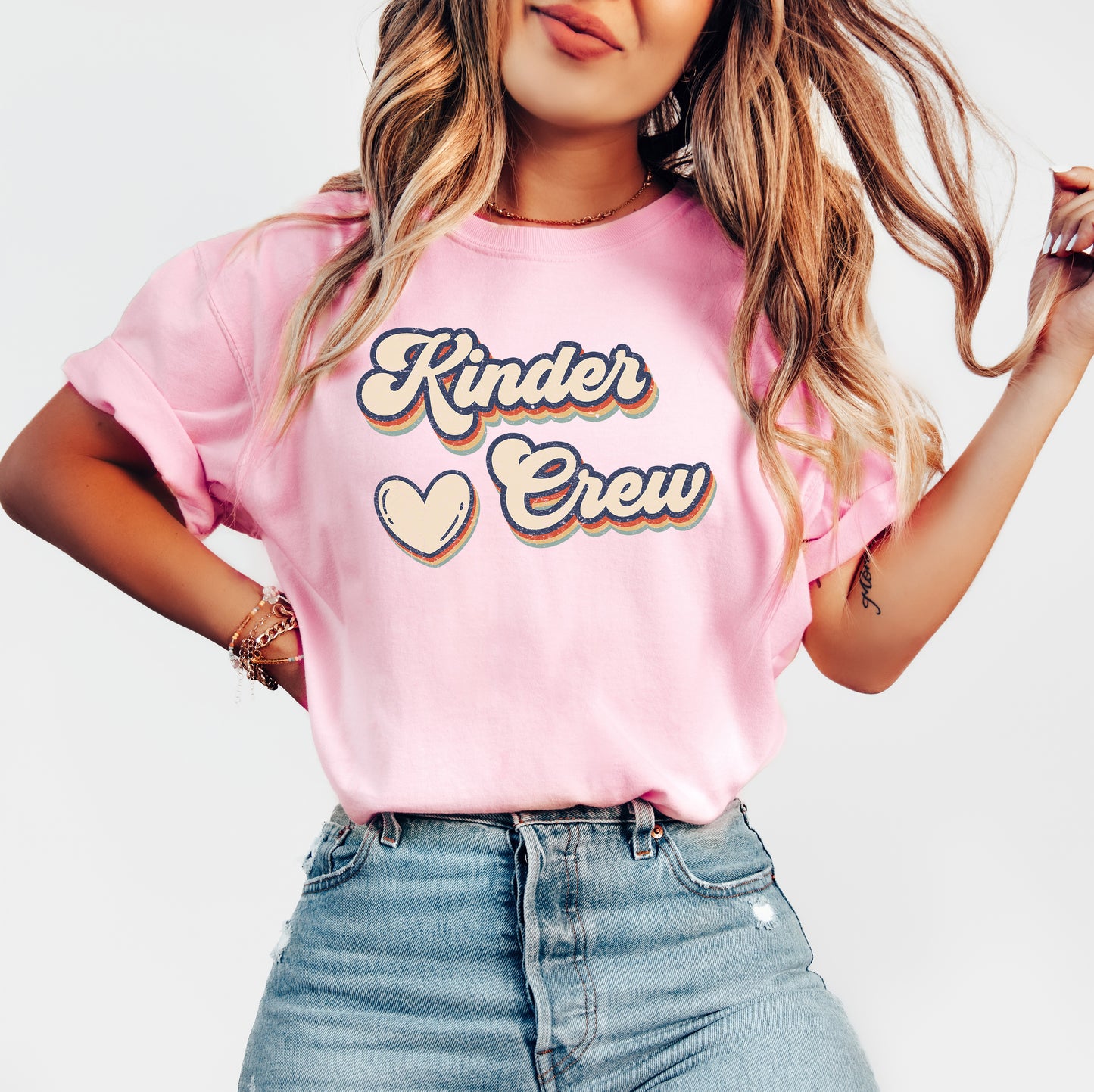 Retro Kinder Crew Shirt | Comfort Colors Vintage Style Kindergarten Teacher Shirt