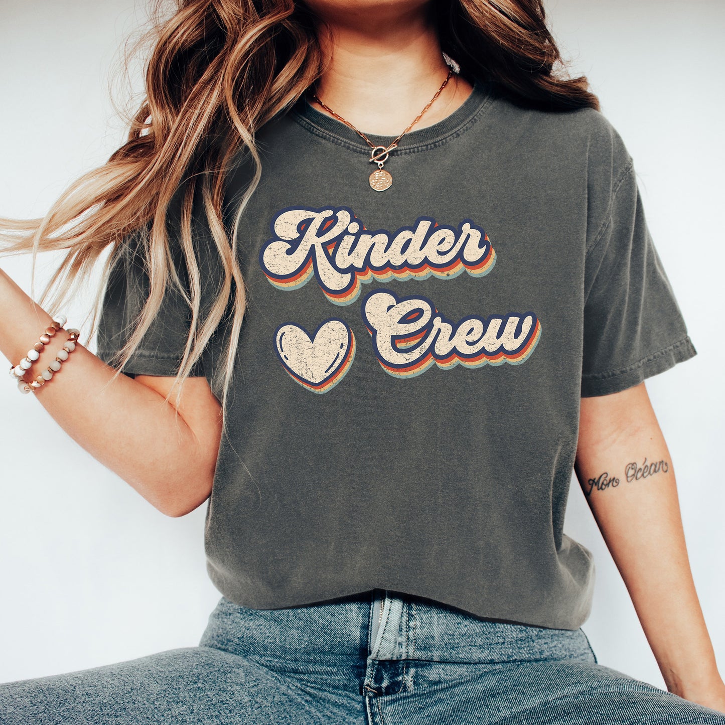 Retro Kinder Crew Shirt | Comfort Colors Vintage Style Kindergarten Teacher Shirt