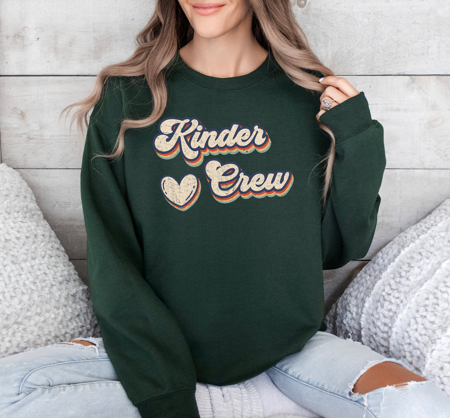 Retro Kinder Crew Sweatshirt | Kindergarten Teacher Sweatshirt