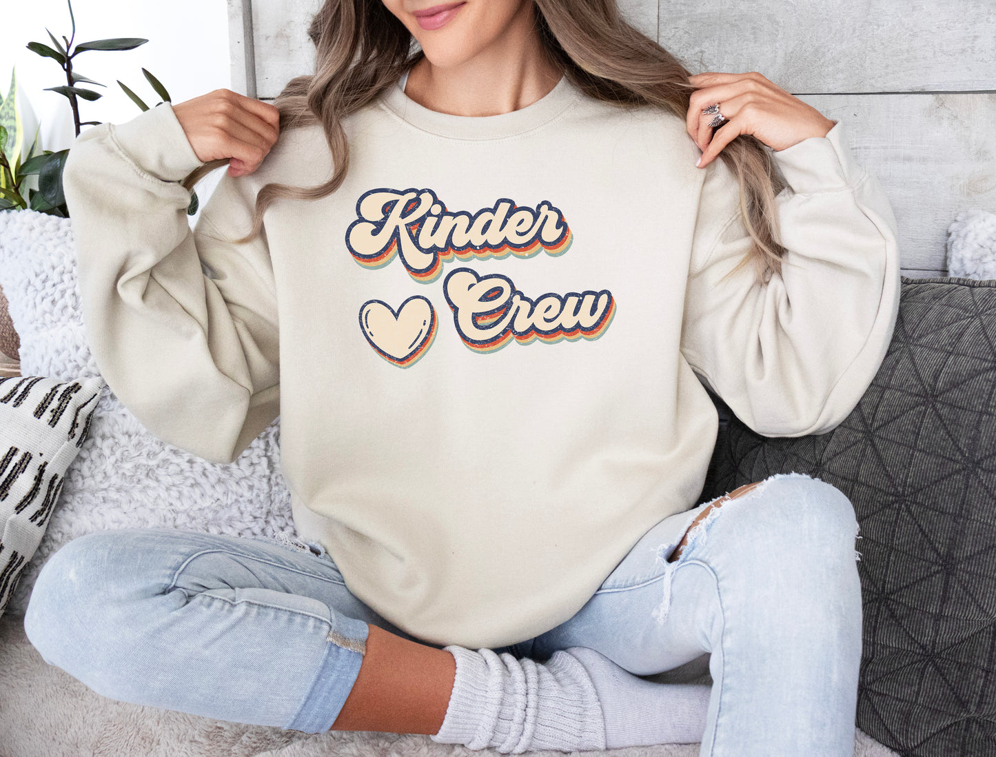 Retro Kinder Crew Sweatshirt | Kindergarten Teacher Sweatshirt