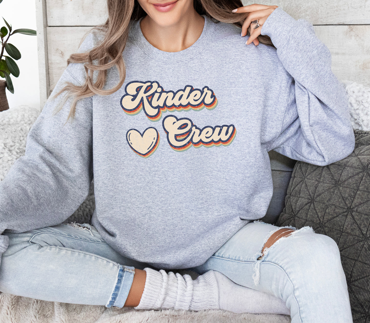 Retro Kinder Crew Sweatshirt | Kindergarten Teacher Sweatshirt