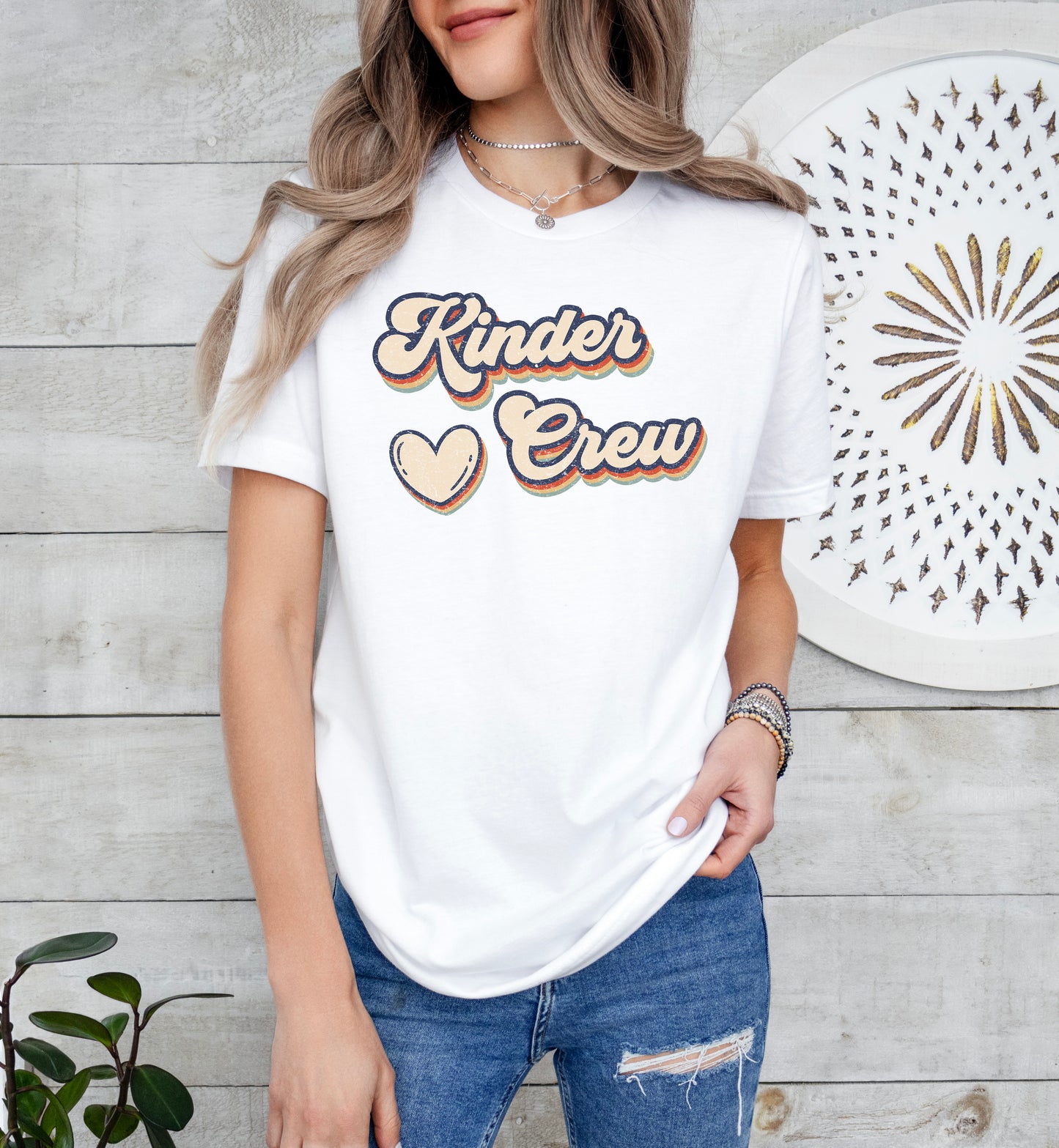 Retro Kinder Crew Shirt | Kindergarten Teacher Shirt | Light Garment