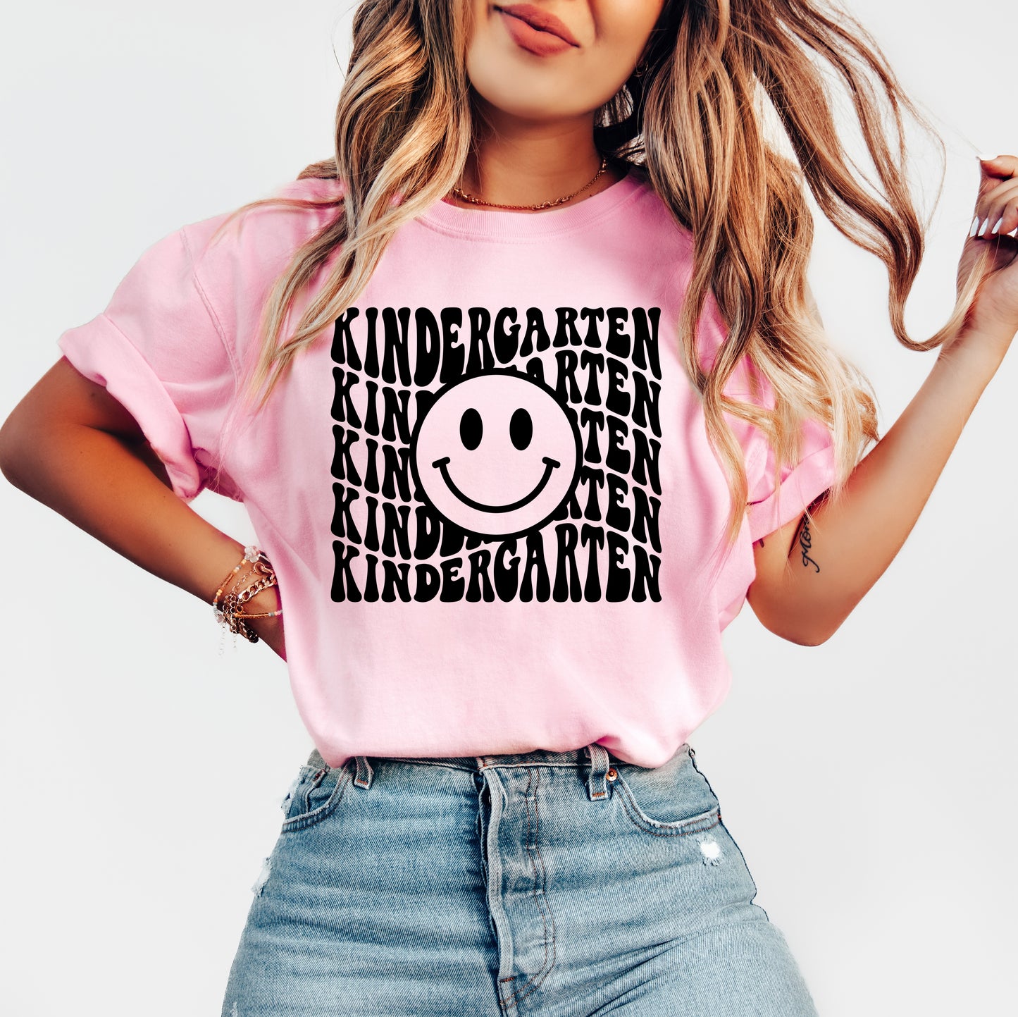 Retro Wave Kindergarten Teacher Shirt | Comfort Colors Vintage Style Teacher Shirt