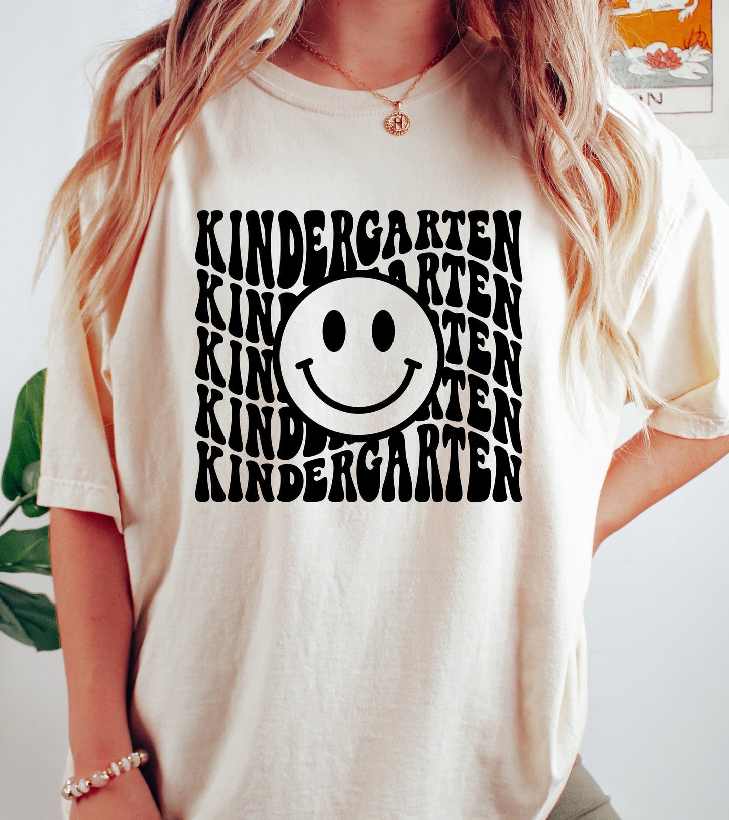 Retro Wave Kindergarten Teacher Shirt | Comfort Colors Vintage Style Teacher Shirt