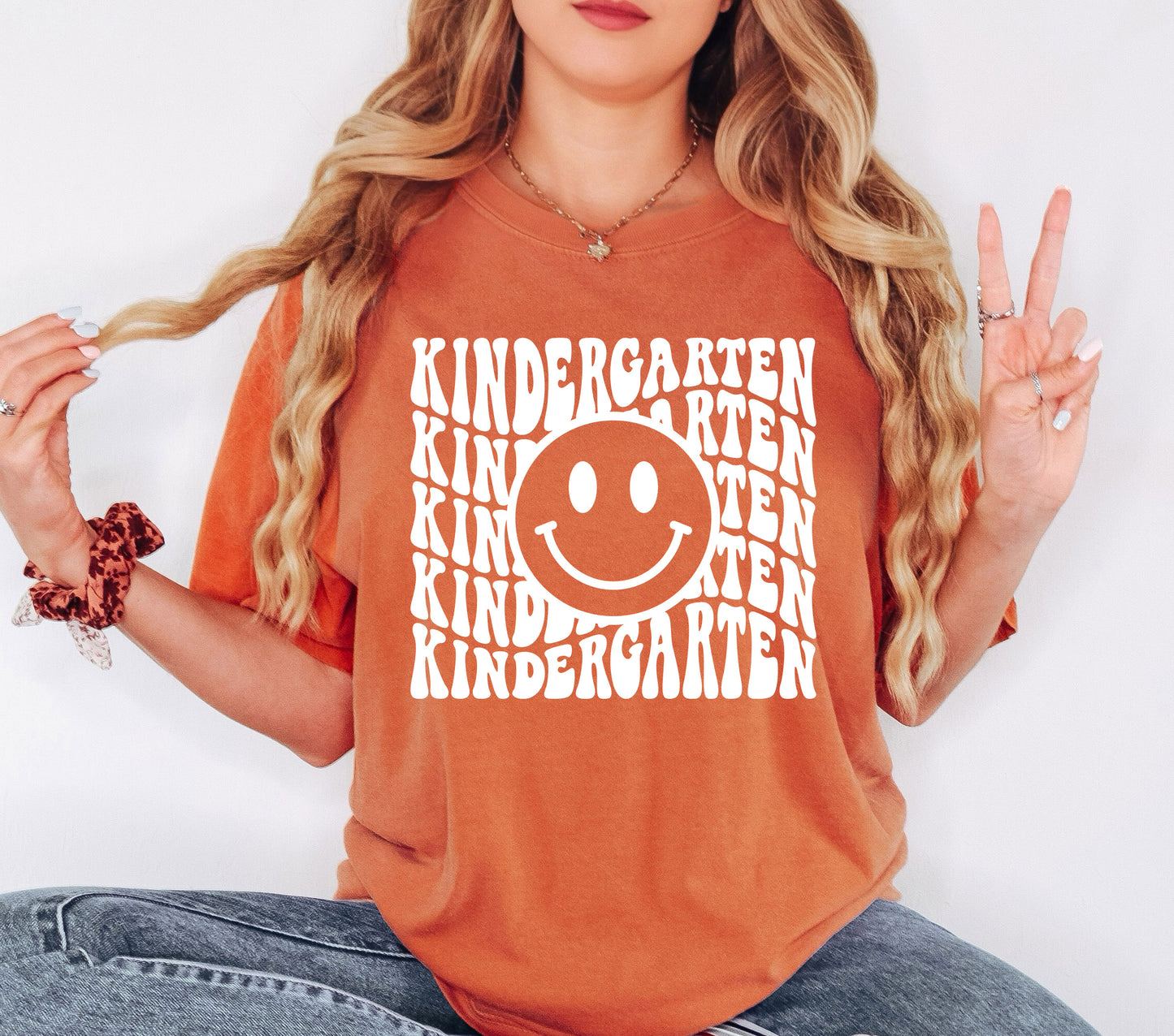 Retro Wave Kindergarten Teacher Shirt | Comfort Colors Vintage Style Teacher Shirt