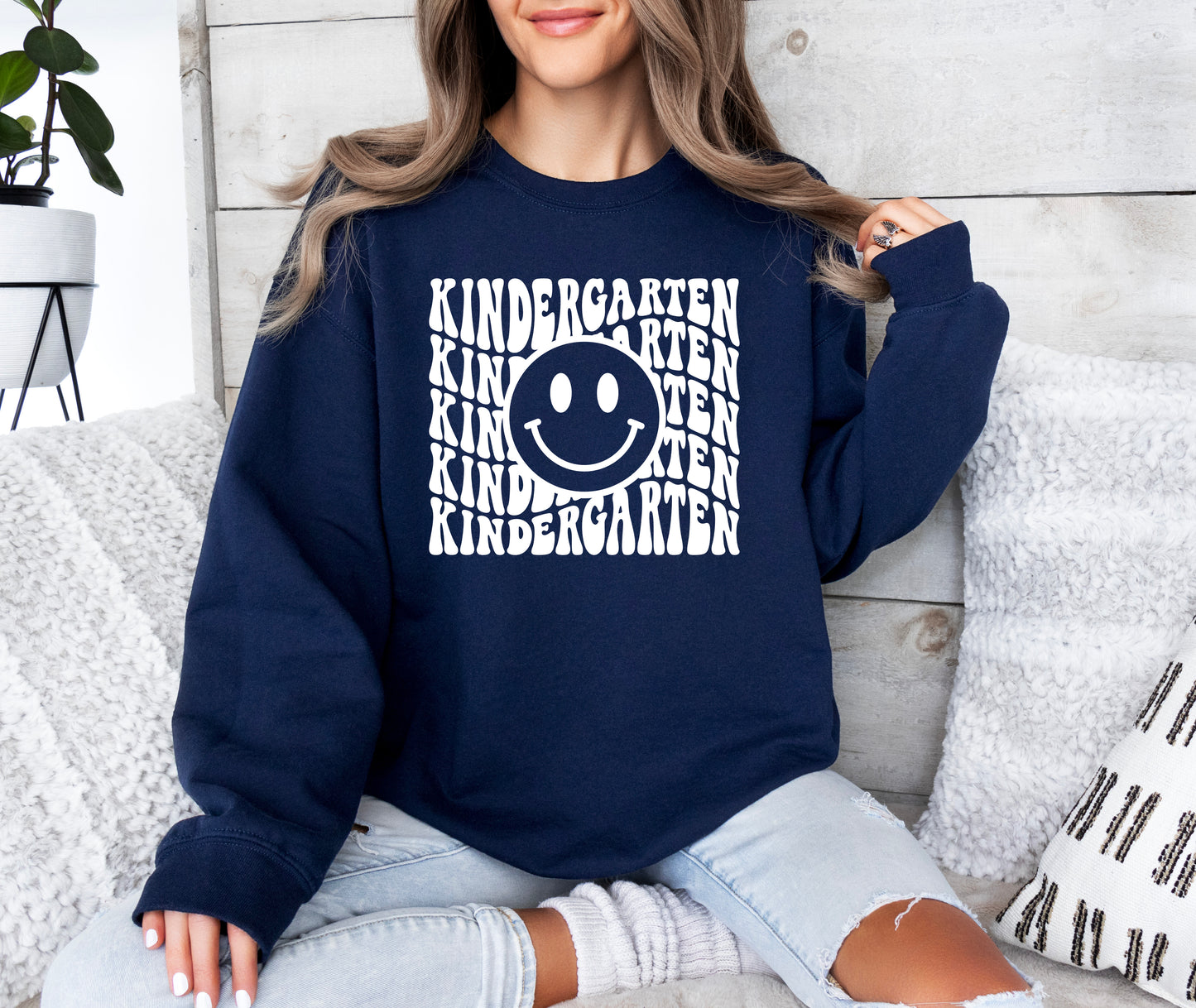 Retro Wave Kindergarten Teacher Sweatshirt