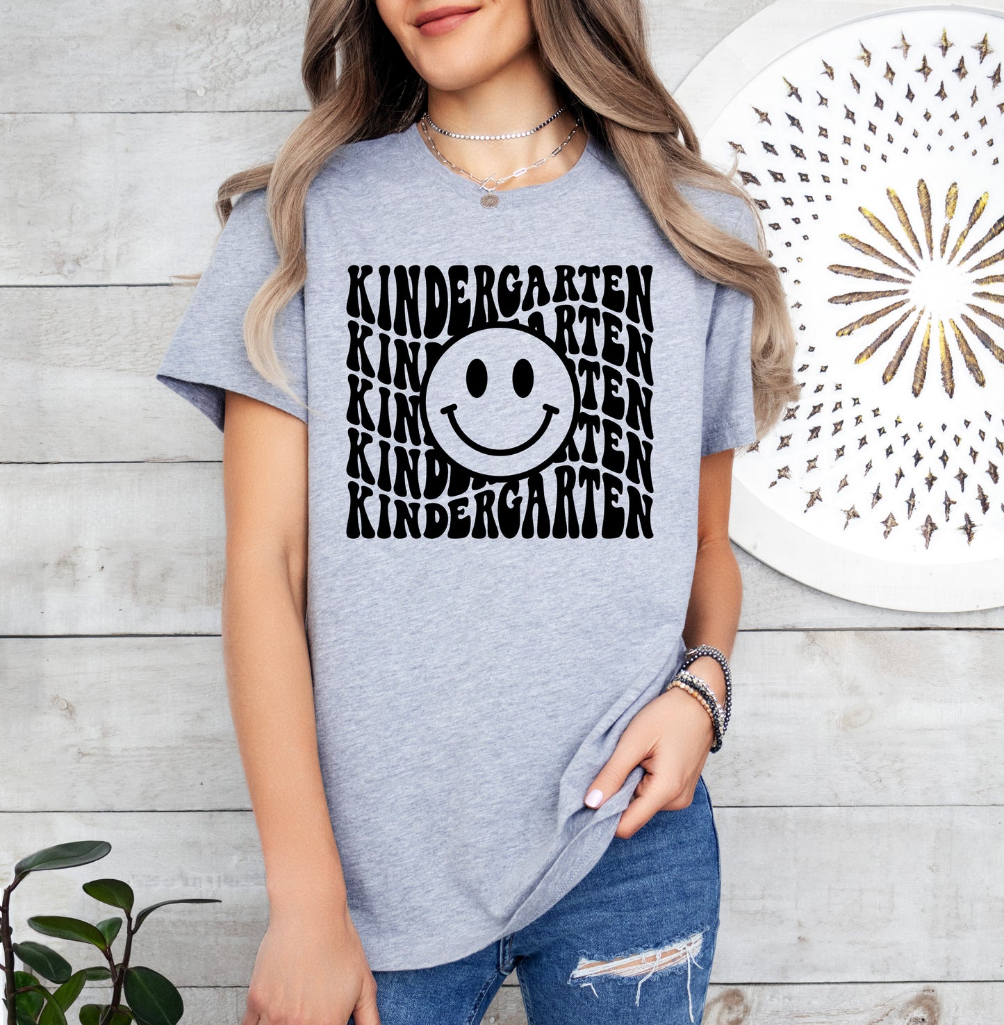 Retro Wave Kindergarten Teacher Shirt | Light Garment