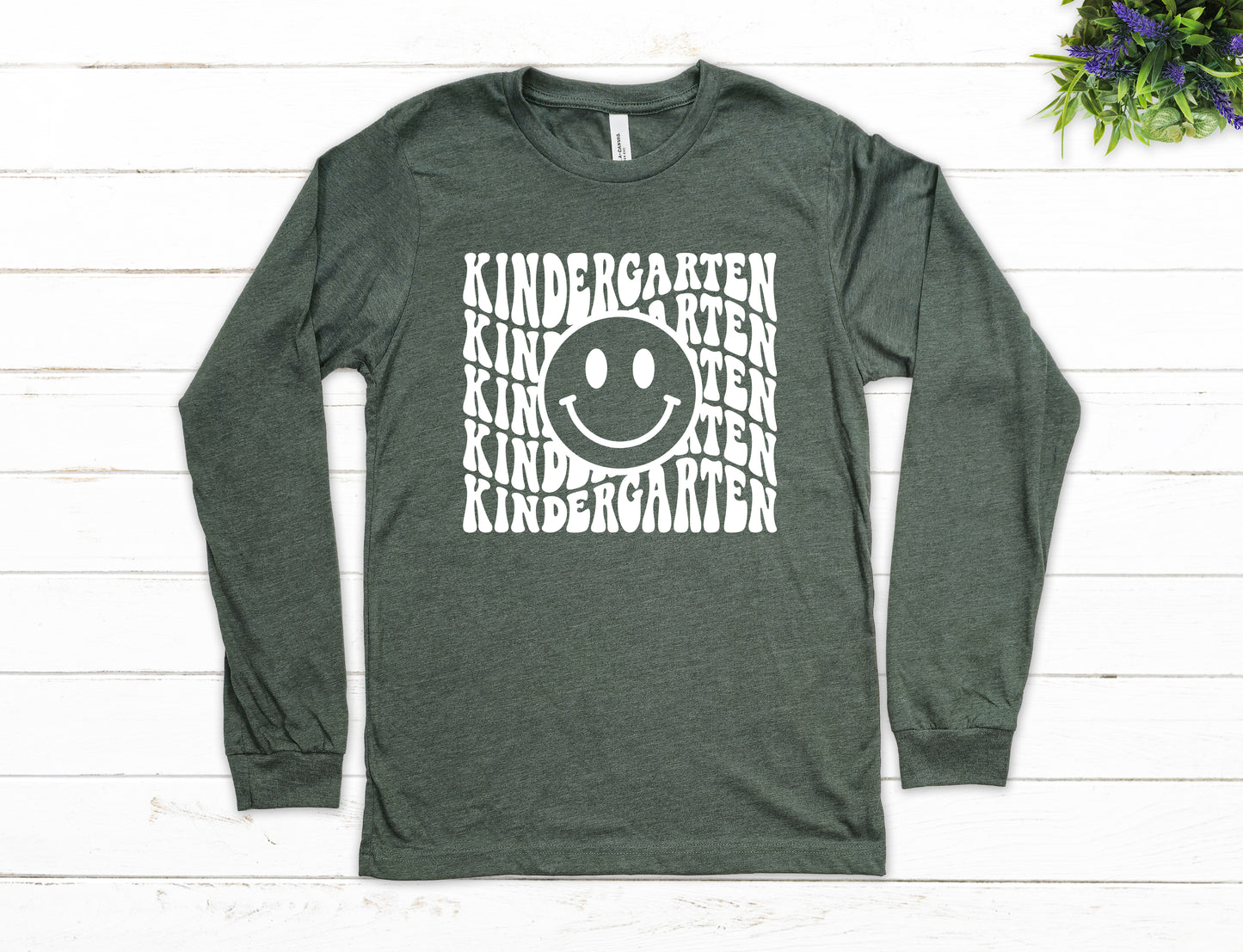 Retro Wave Kindergarten Teacher Shirt Long Sleeve | Long Sleeve Teacher Shirt