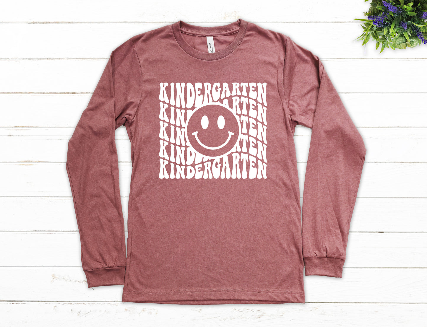 Retro Wave Kindergarten Teacher Shirt Long Sleeve | Long Sleeve Teacher Shirt