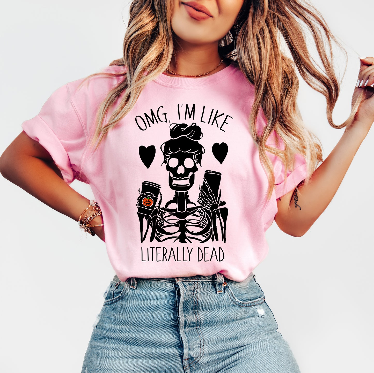OMG I'm Like Literally Dead Skeleton Vintage Style Halloween Shirt
