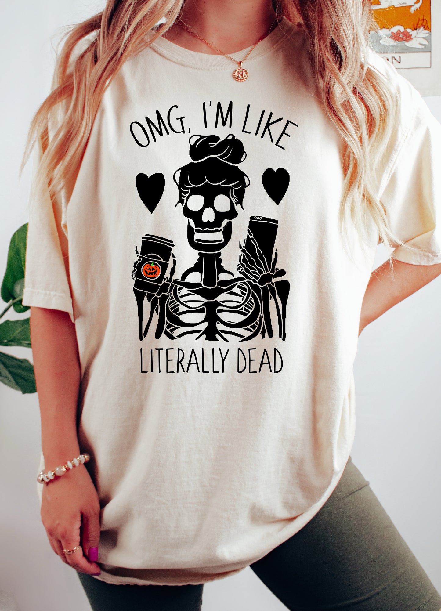 OMG I'm Like Literally Dead Skeleton Vintage Style Halloween Shirt