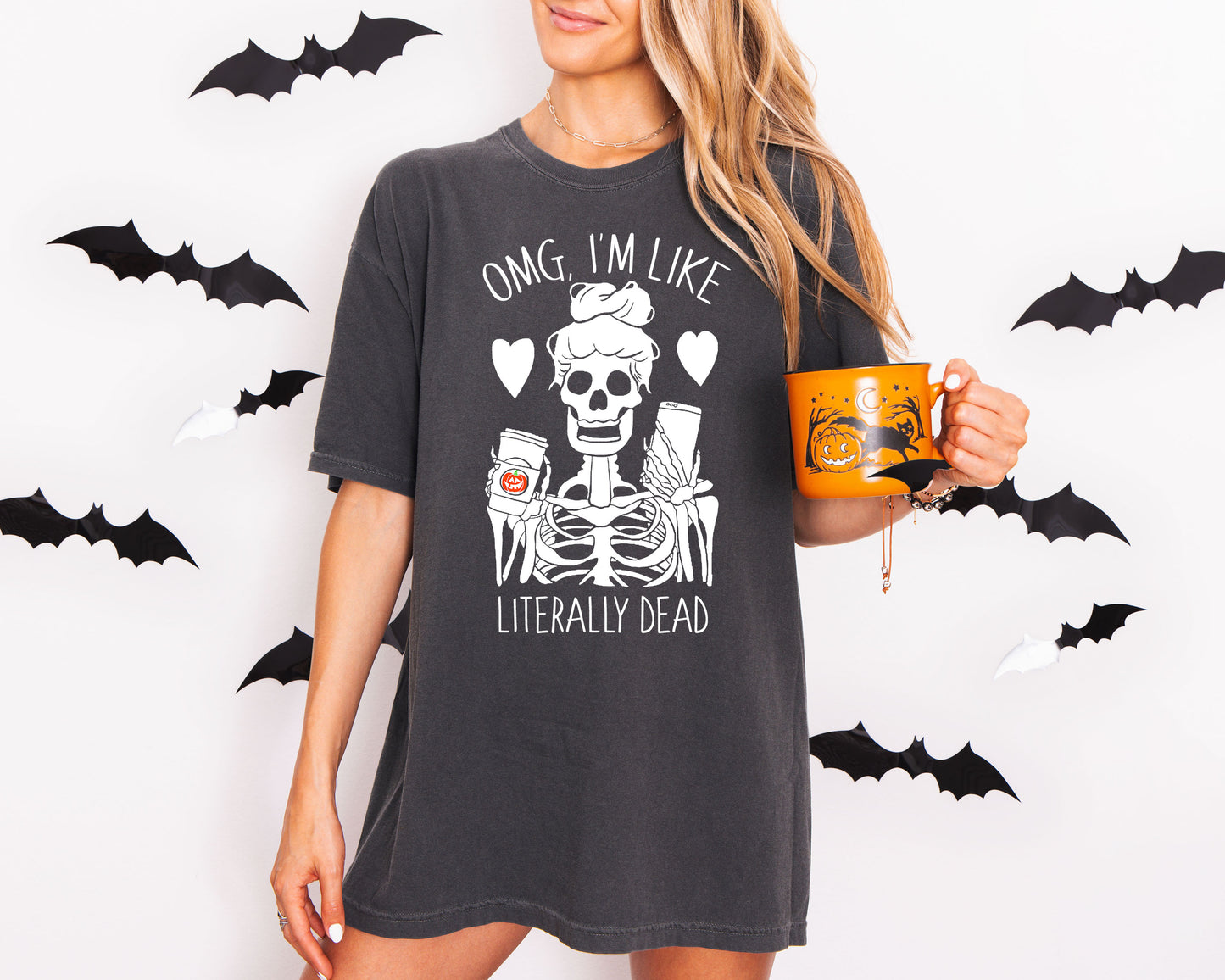 OMG I'm Like Literally Dead Skeleton Vintage Style Halloween Shirt