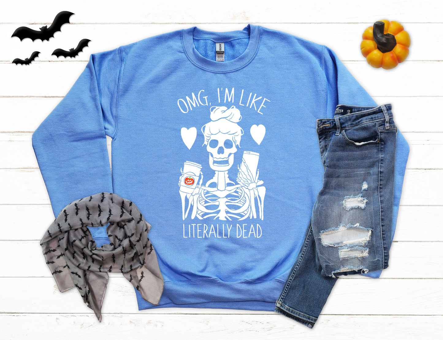 OMG I'm Literally Dead Skeleton Halloween Sweatshirt