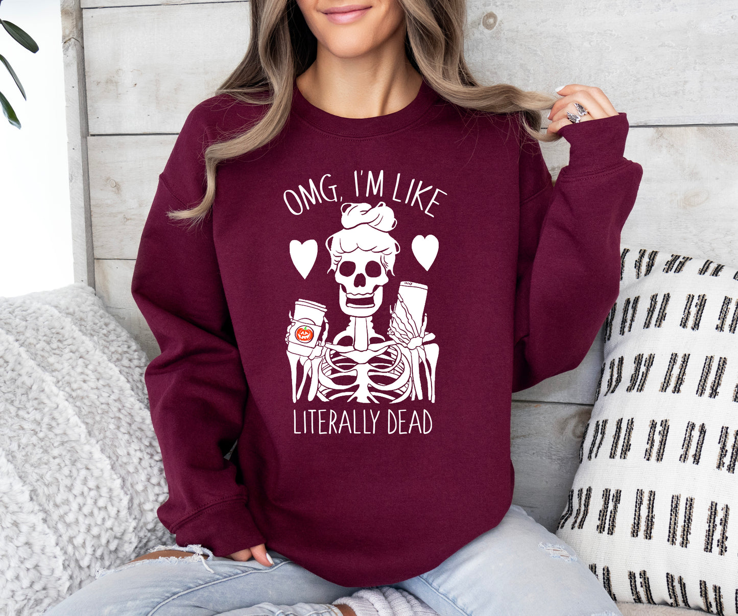 OMG I'm Literally Dead Skeleton Halloween Sweatshirt