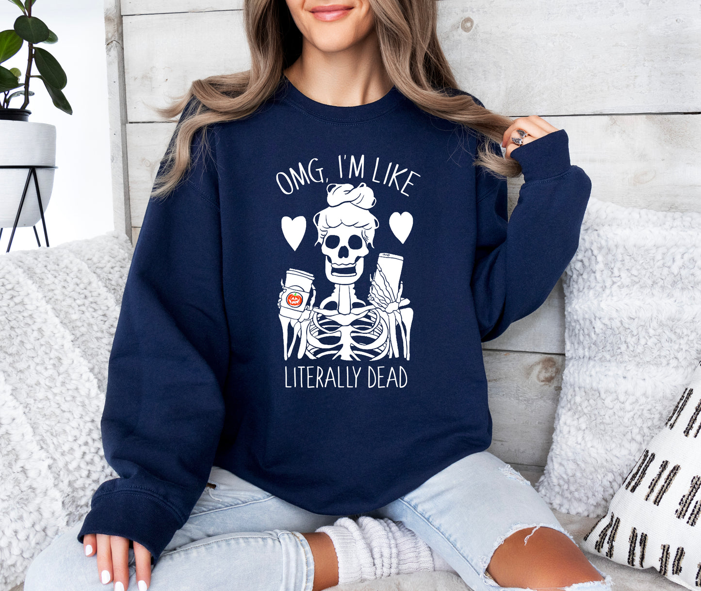 OMG I'm Literally Dead Skeleton Halloween Sweatshirt
