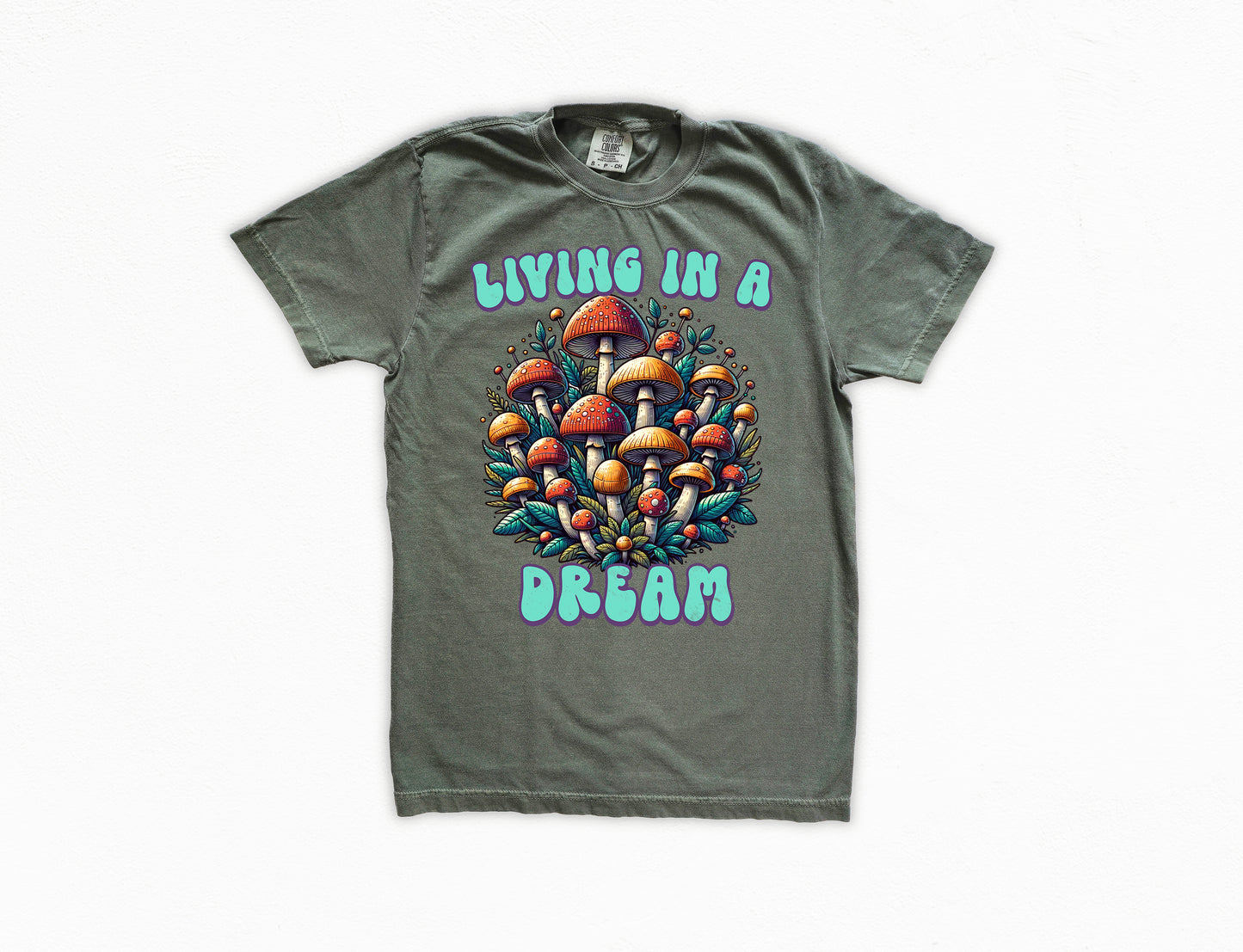 Living in a Dream Mushroom Shirt | Comfort Colors Vintage Style Shirt