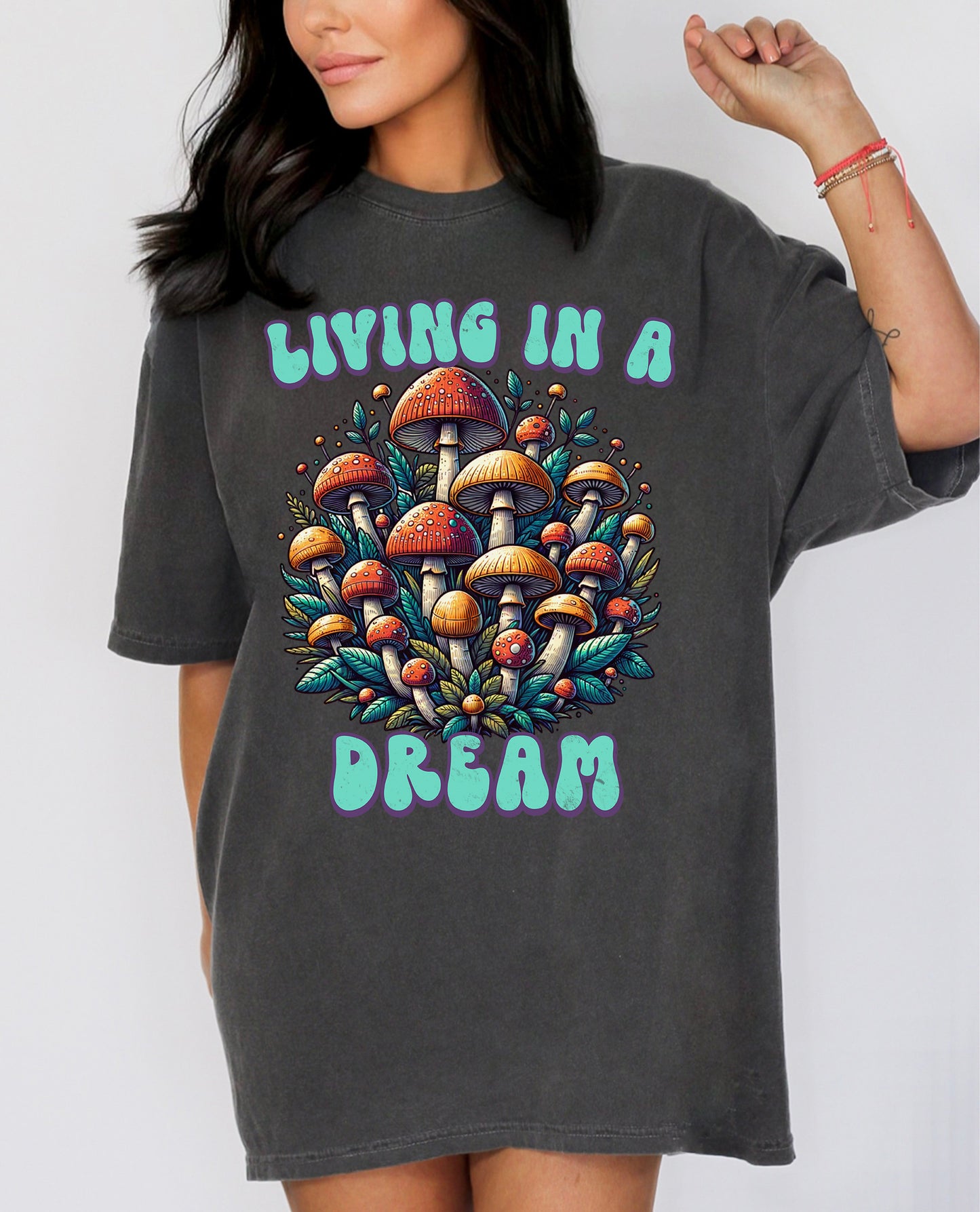 Living in a Dream Mushroom Shirt | Comfort Colors Vintage Style Shirt