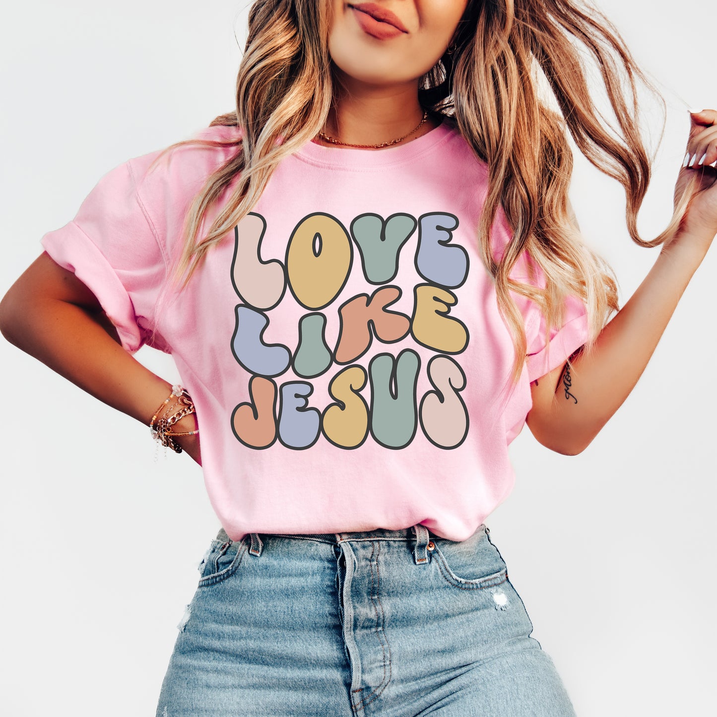 Retro Love Like Jesus Shirt | Comfort Colors Vintage Style Christian Shirt