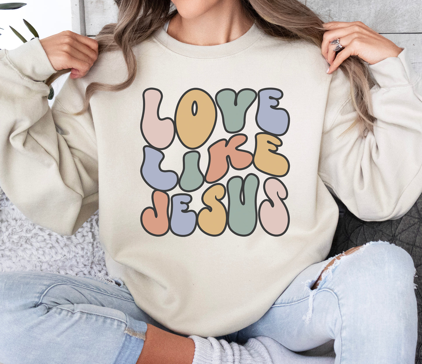 Retro Love Like Jesus Sweatshirt | Christian Sweatshirt