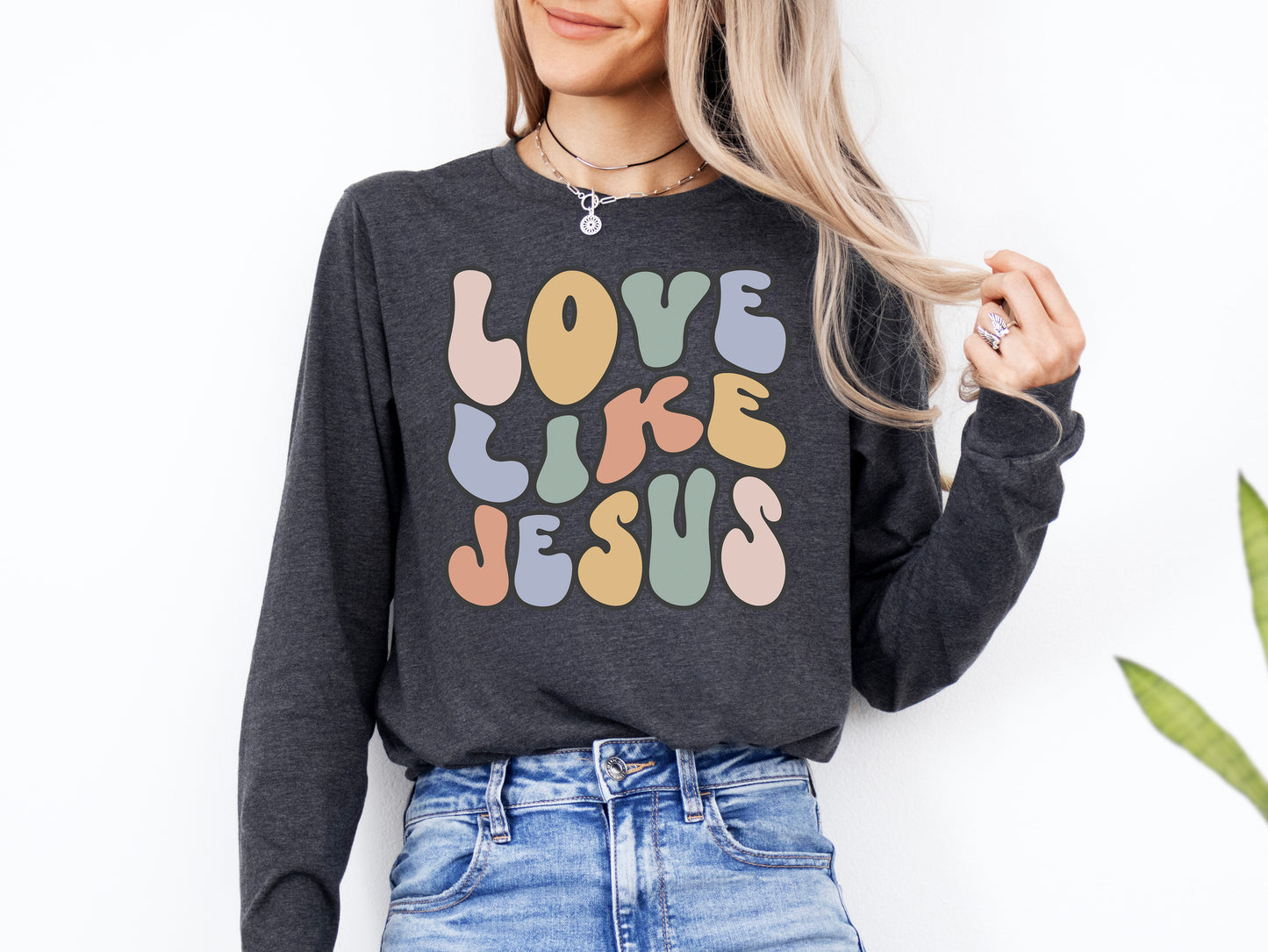 Retro Love Like Jesus Shirt Long Sleeve | Long Sleeve Christian Shirt