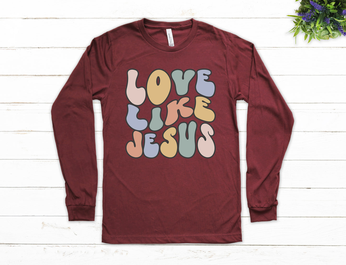 Retro Love Like Jesus Shirt Long Sleeve | Long Sleeve Christian Shirt