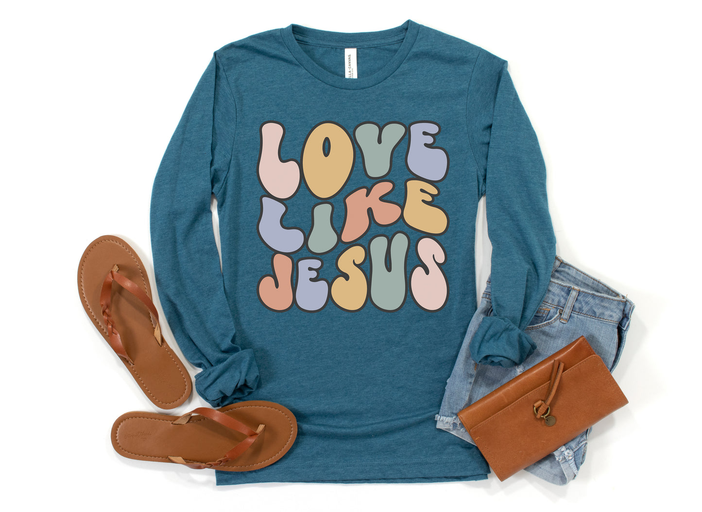Retro Love Like Jesus Shirt Long Sleeve | Long Sleeve Christian Shirt
